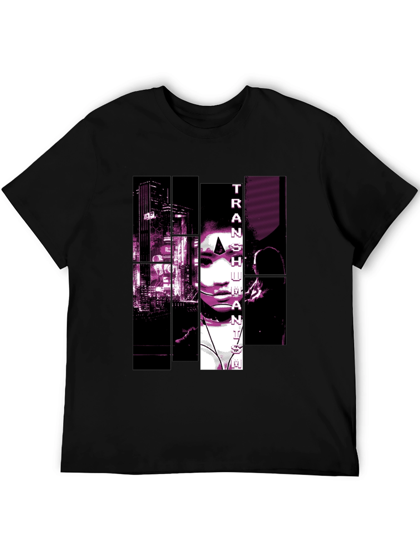 Transhumanist Graphic Print Black T-Shirt