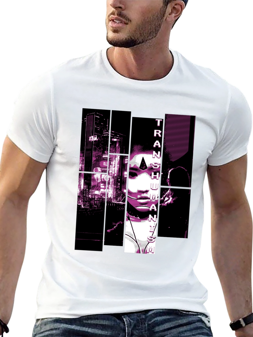 Transhumanist Graphic Print Black T-Shirt