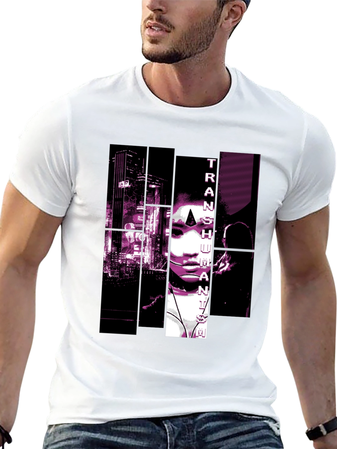 Transhumanist Graphic Print Black T-Shirt