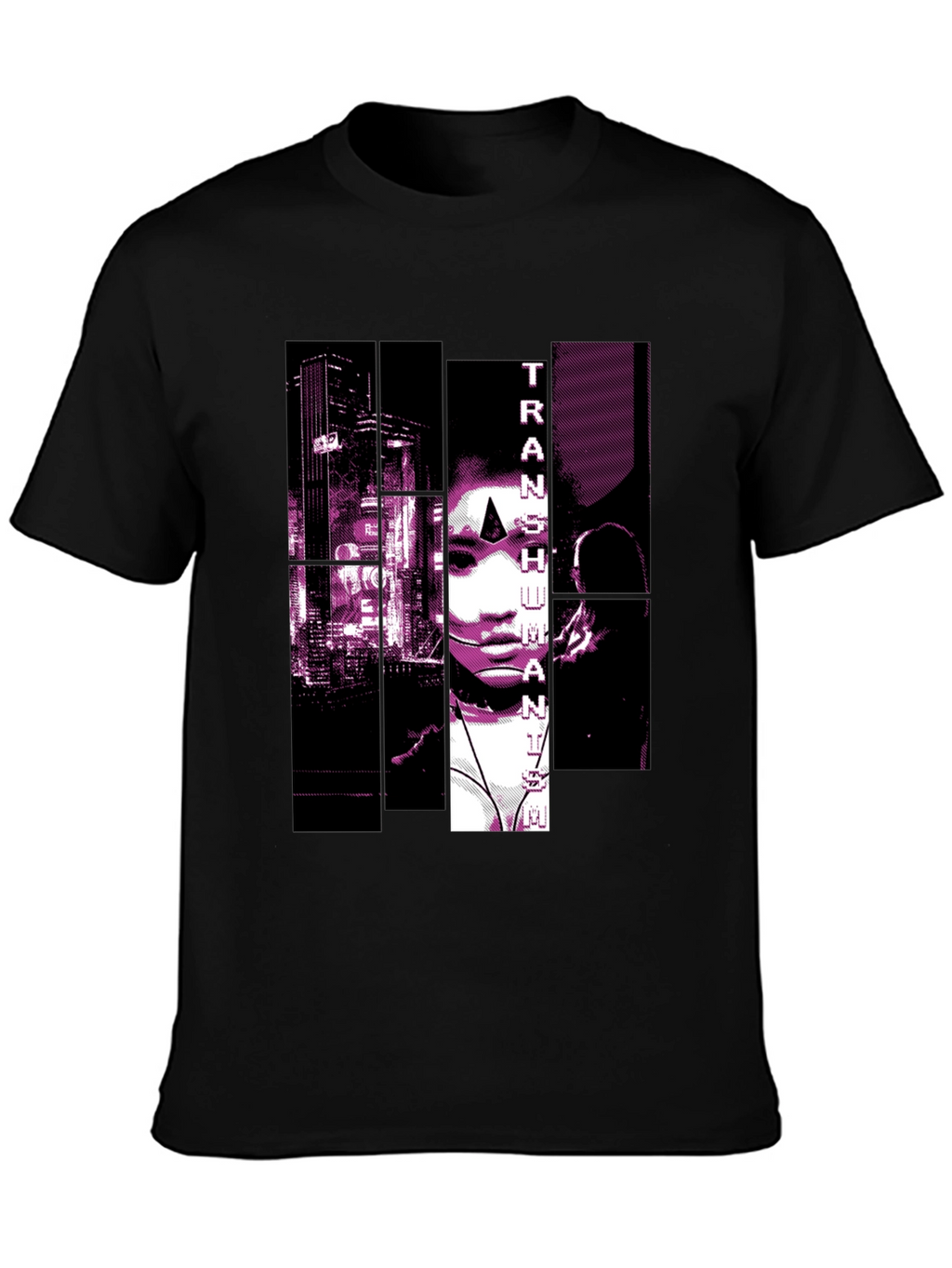 Transhumanist Graphic Print Black T-Shirt