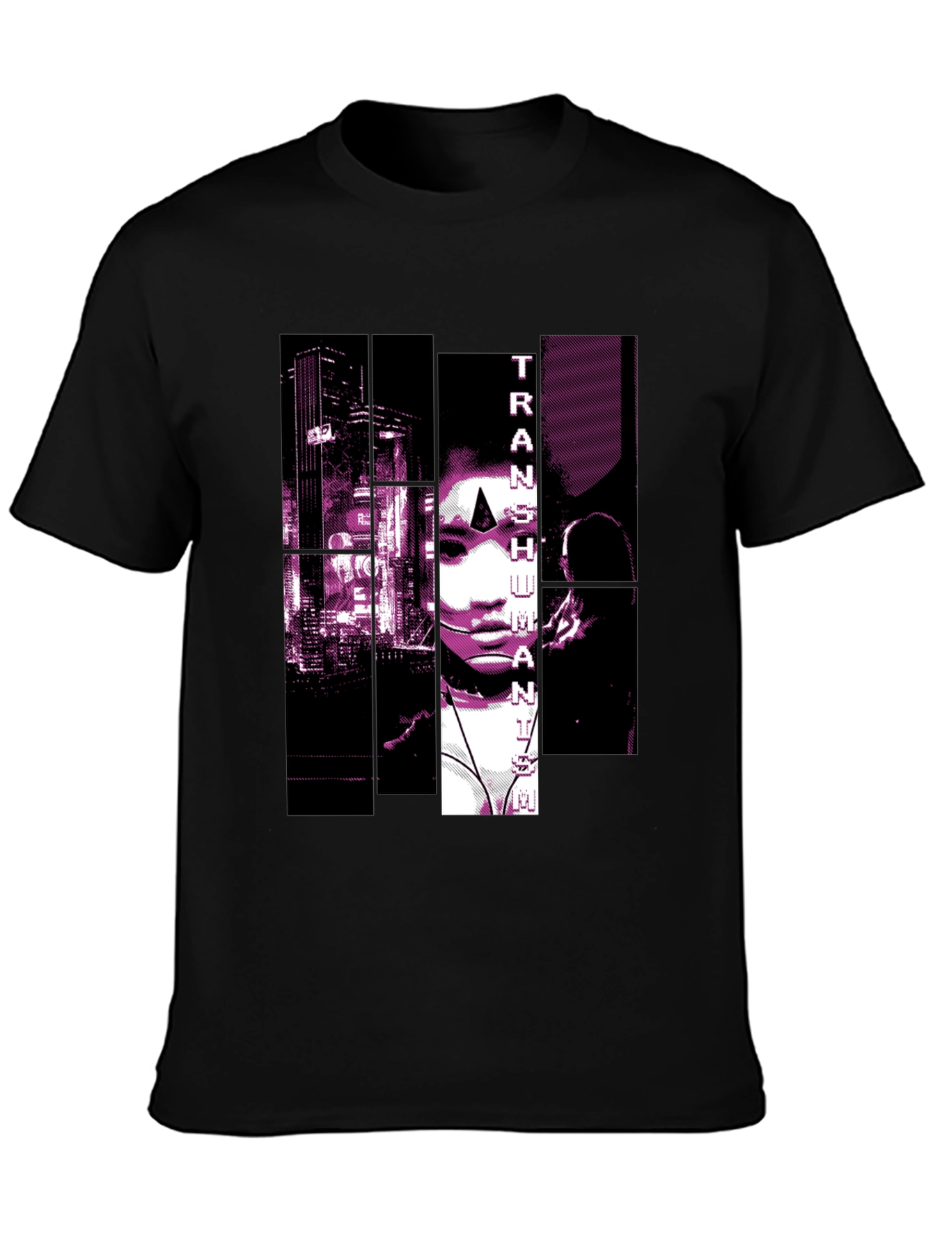 Transhumanist Graphic Print Black T-Shirt