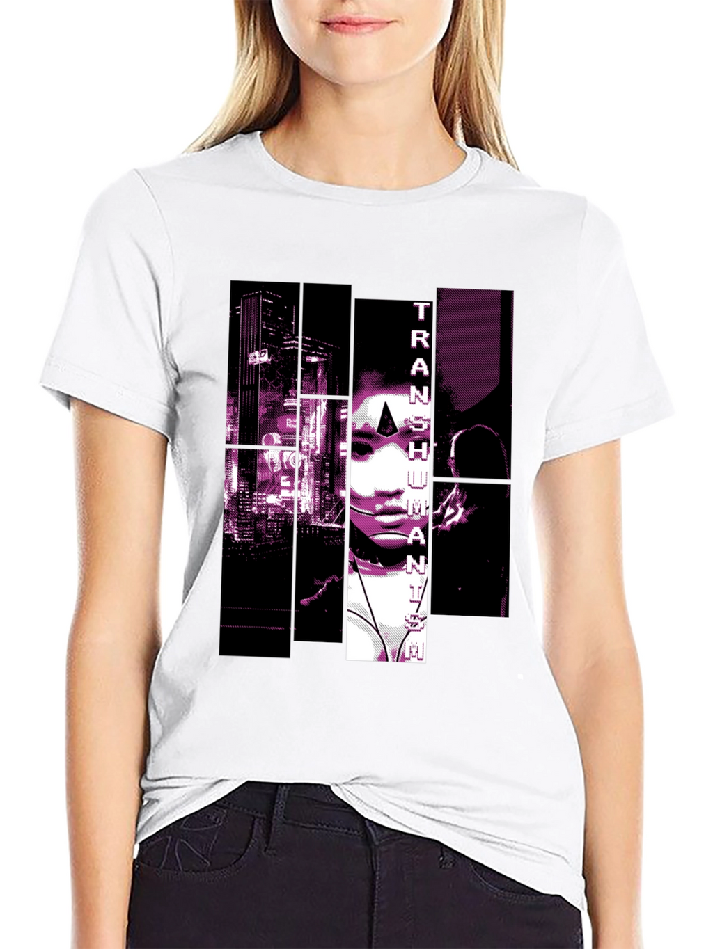 Transhumanist Graphic Print Black T-Shirt