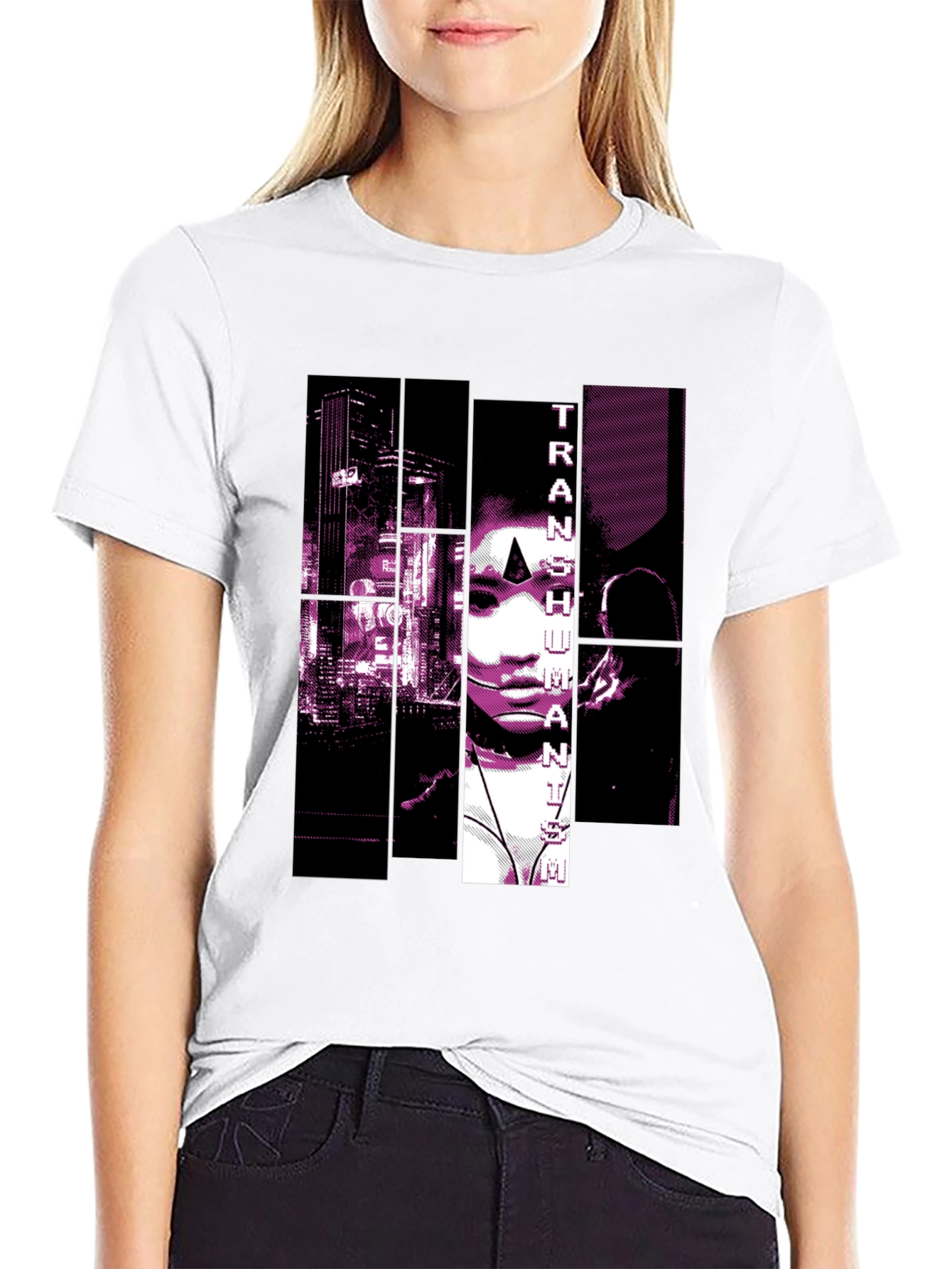 Transhumanist Graphic Print Black T-Shirt