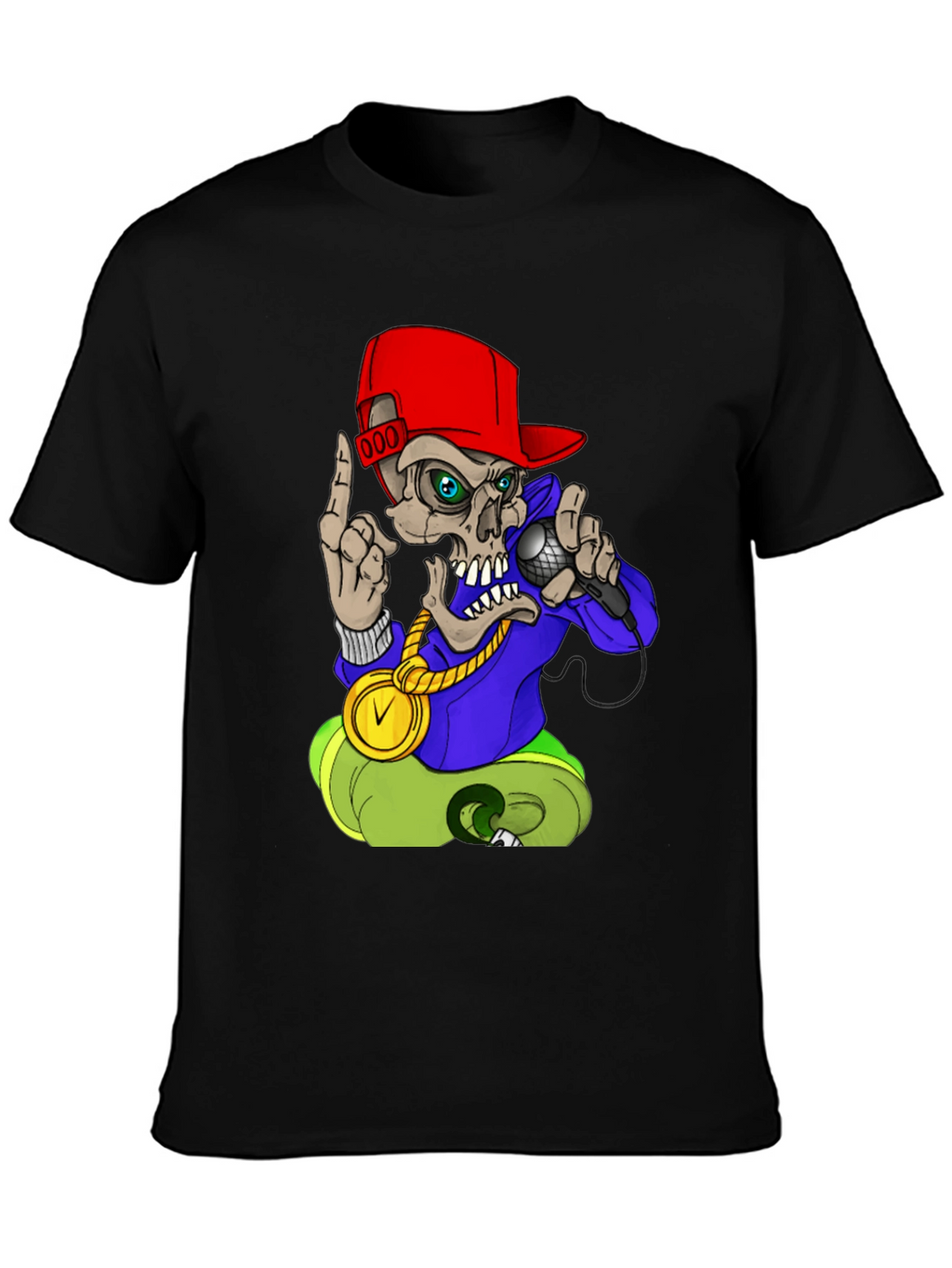 Skull Rapper Graphic Tee - Black T-Shirt