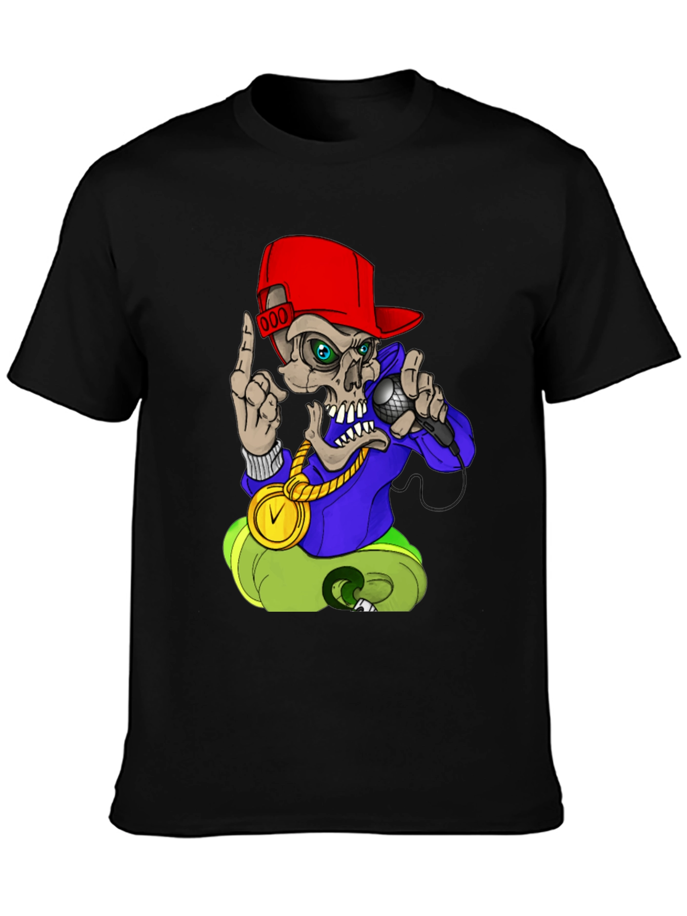 Skull Rapper Graphic Tee - Black T-Shirt