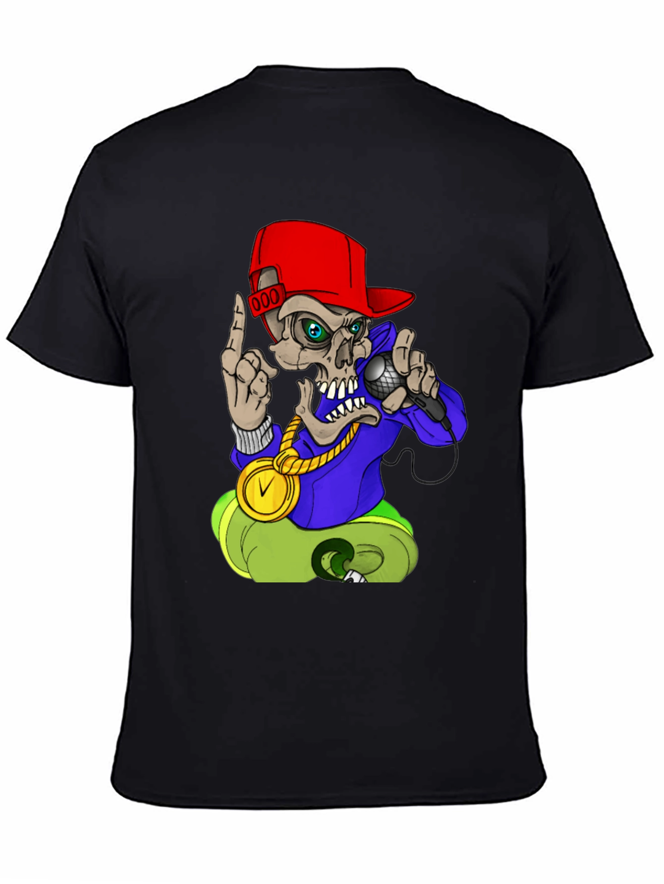 Skull Rapper Graphic Tee - Black T-Shirt