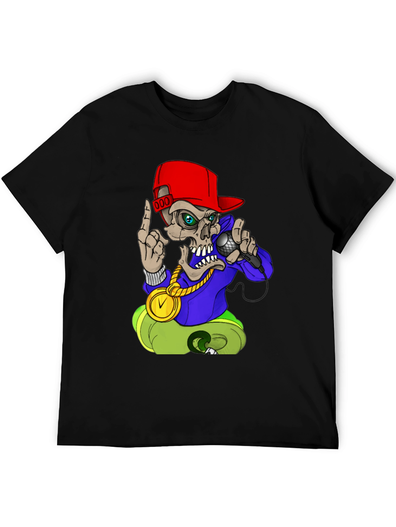 Skull Rapper Graphic Tee - Black T-Shirt