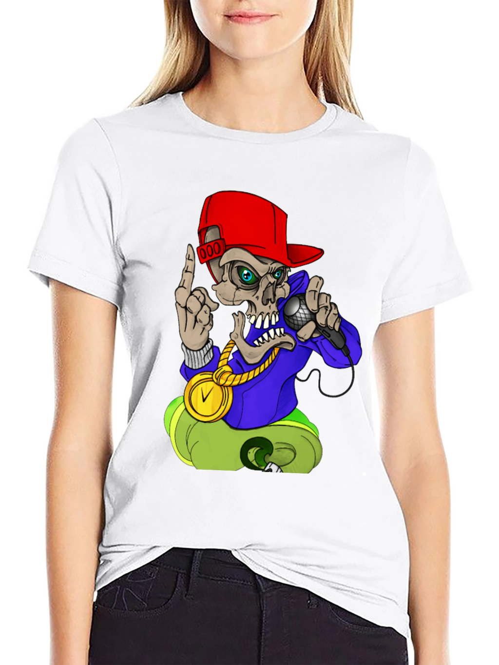 Skull Rapper Graphic Tee - Black T-Shirt