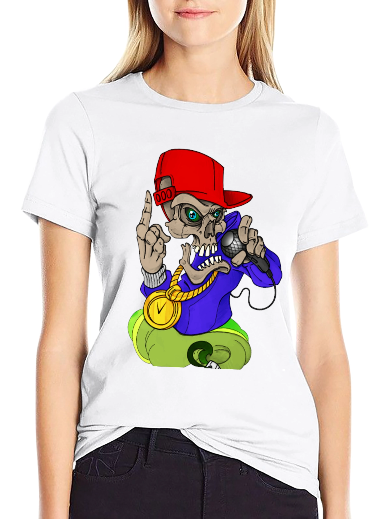 Skull Rapper Graphic Tee - Black T-Shirt