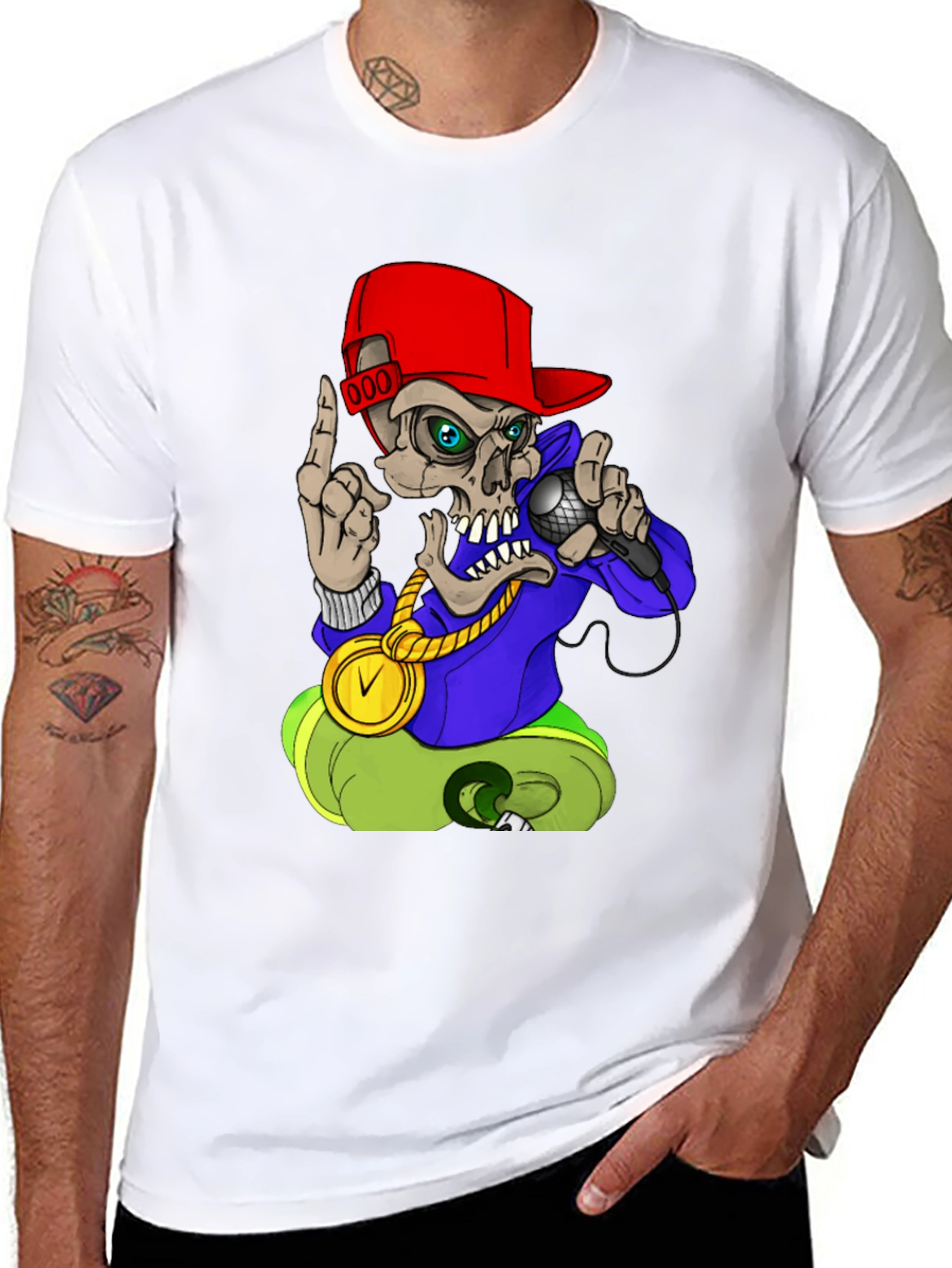 Skull Rapper Graphic Tee - Black T-Shirt
