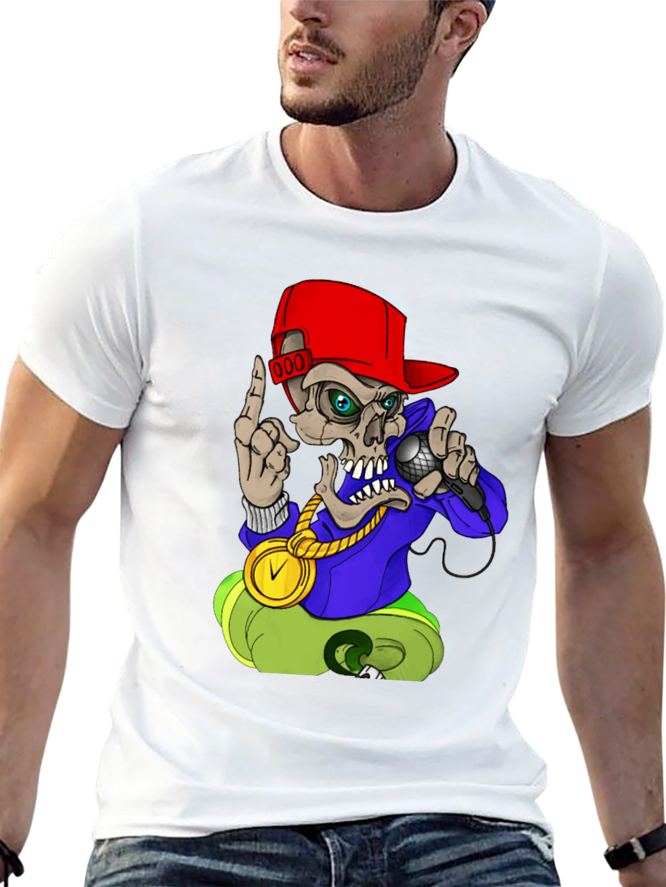 Skull Rapper Graphic Tee - Black T-Shirt