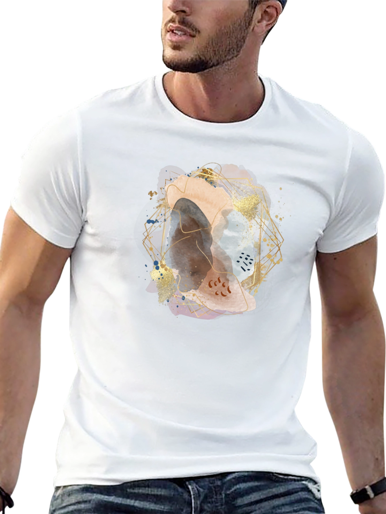 Abstract Geometric Art Mens Black T-Shirt