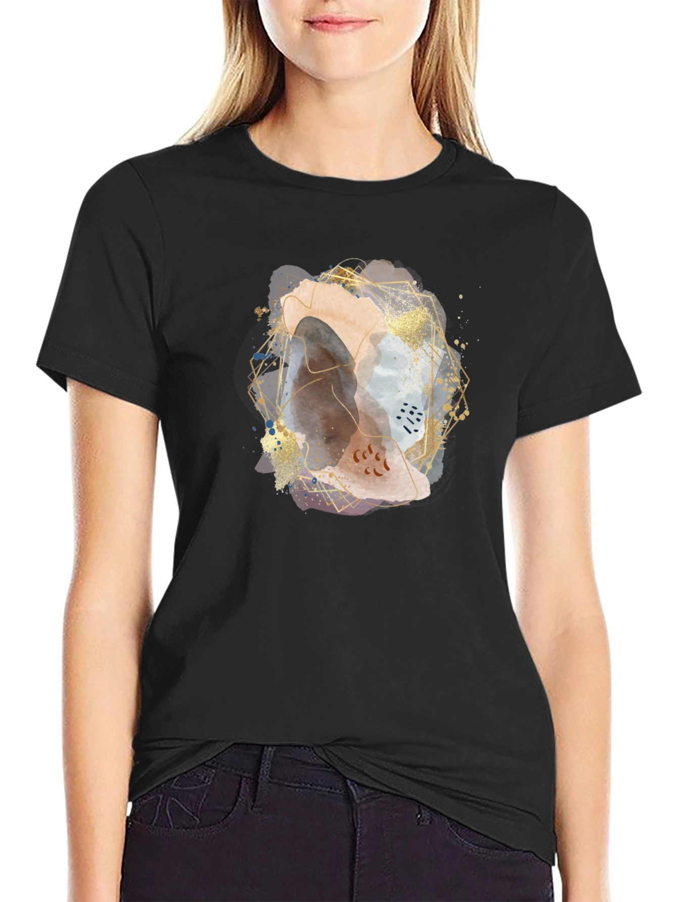 Abstract Geometric Art Mens Black T-Shirt