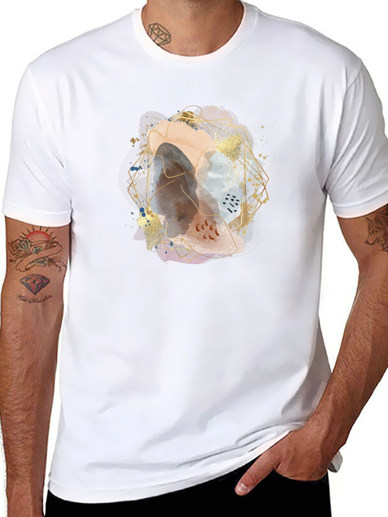 Abstract Geometric Art Mens Black T-Shirt