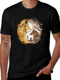 Yin Yang Wolves Graphic Black Tee
