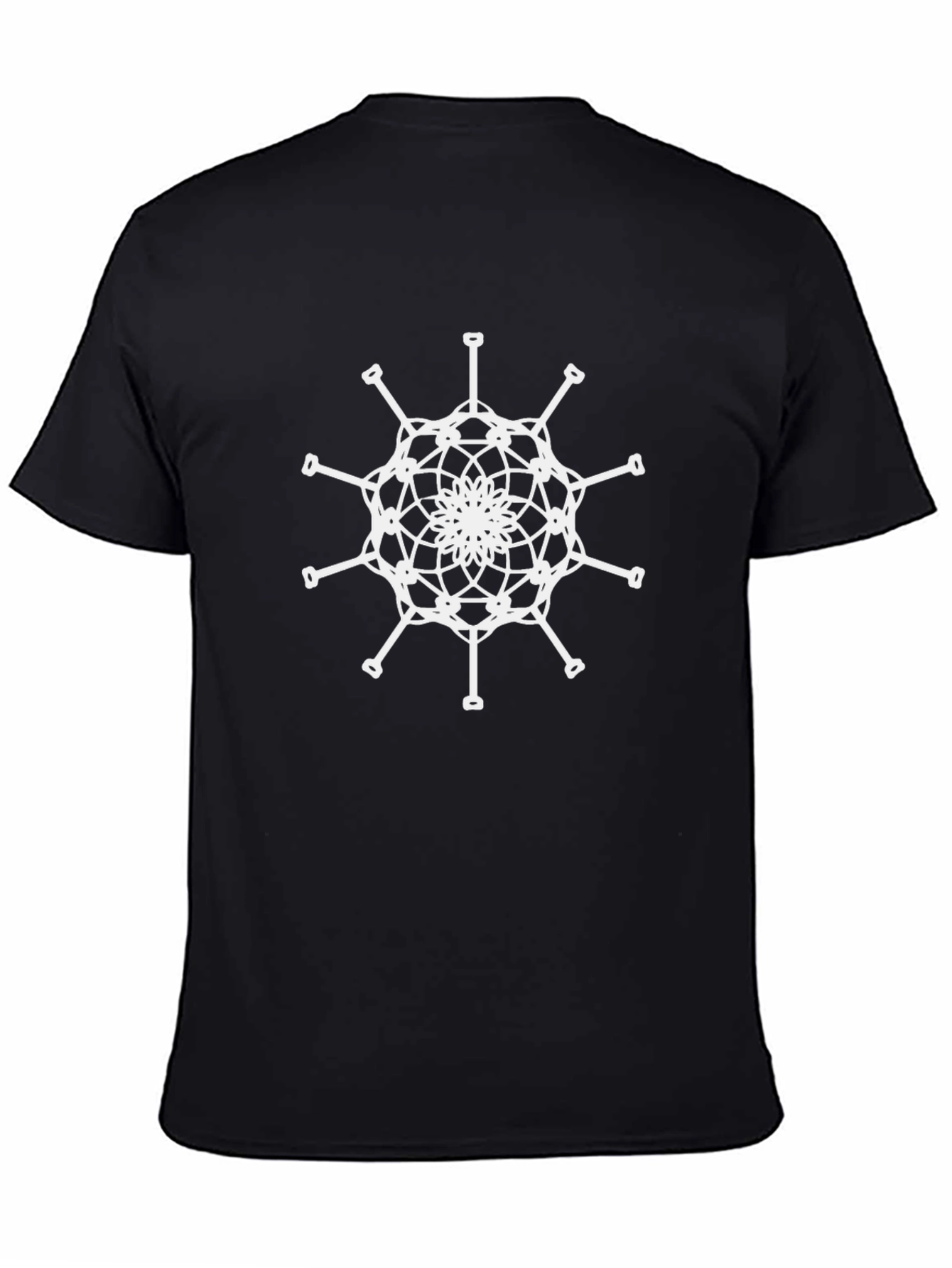 Geometric Snowflake Graphic Tee - Black