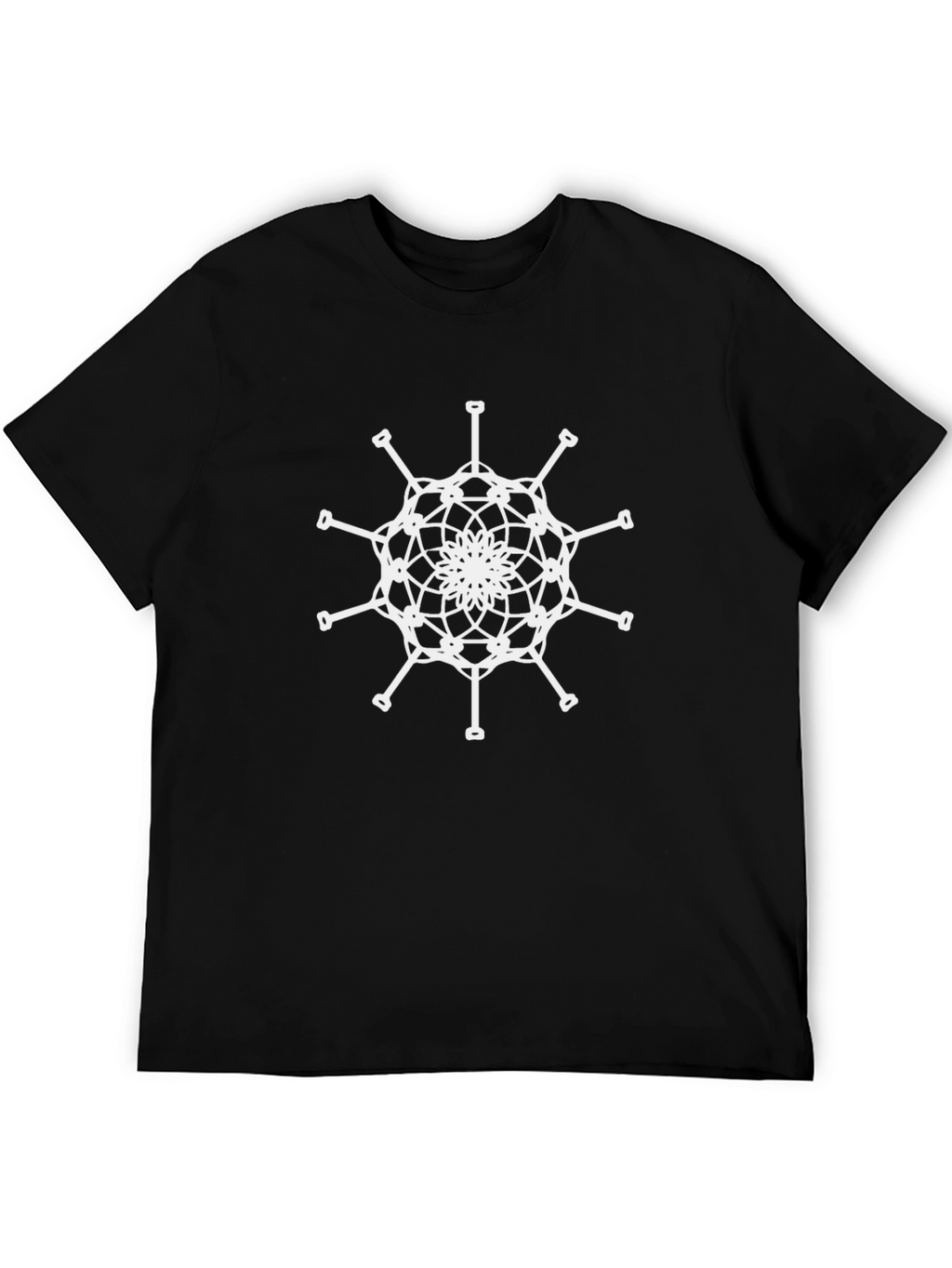 Geometric Snowflake Graphic Tee - Black