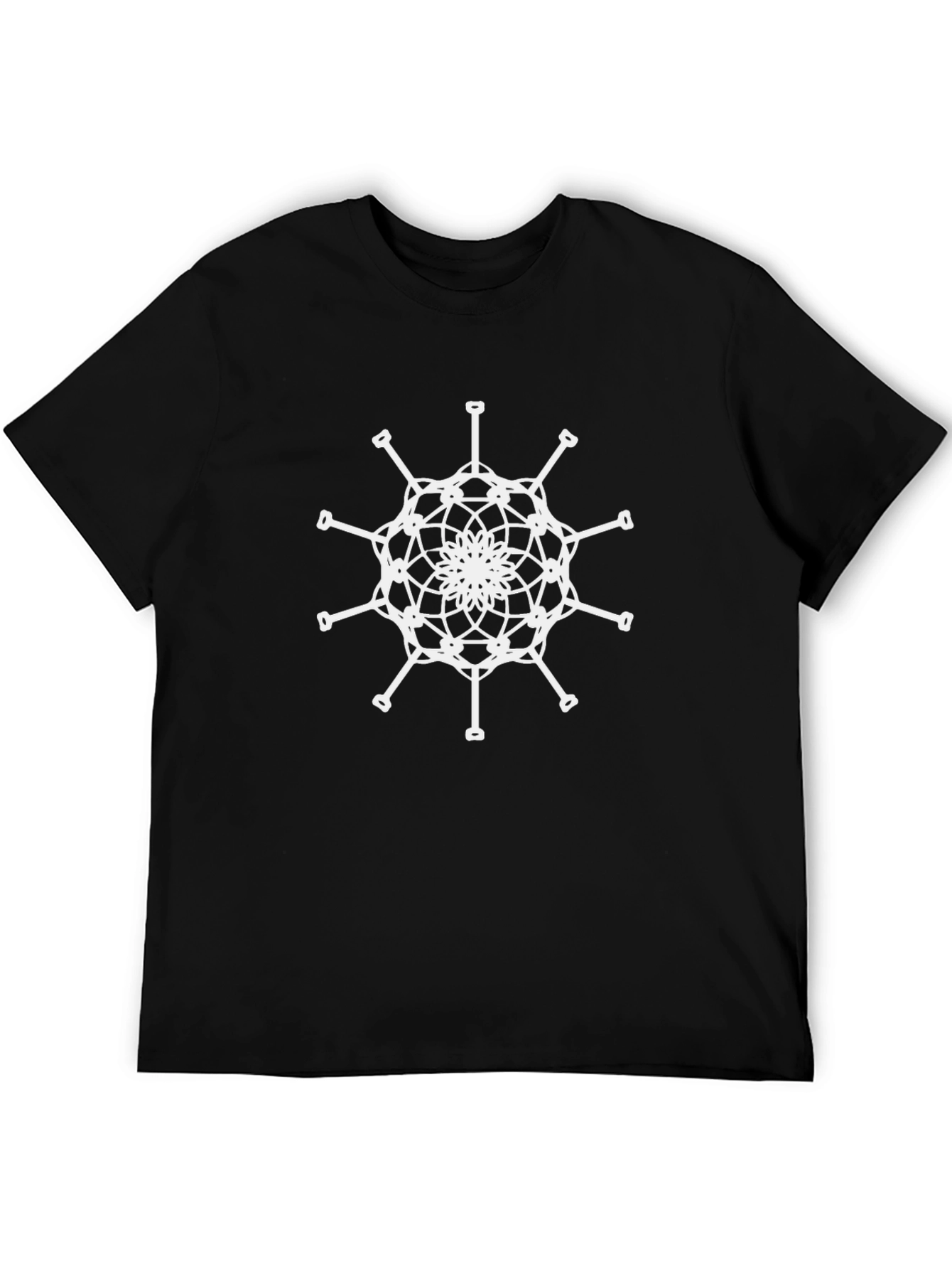 Geometric Snowflake Graphic Tee - Black