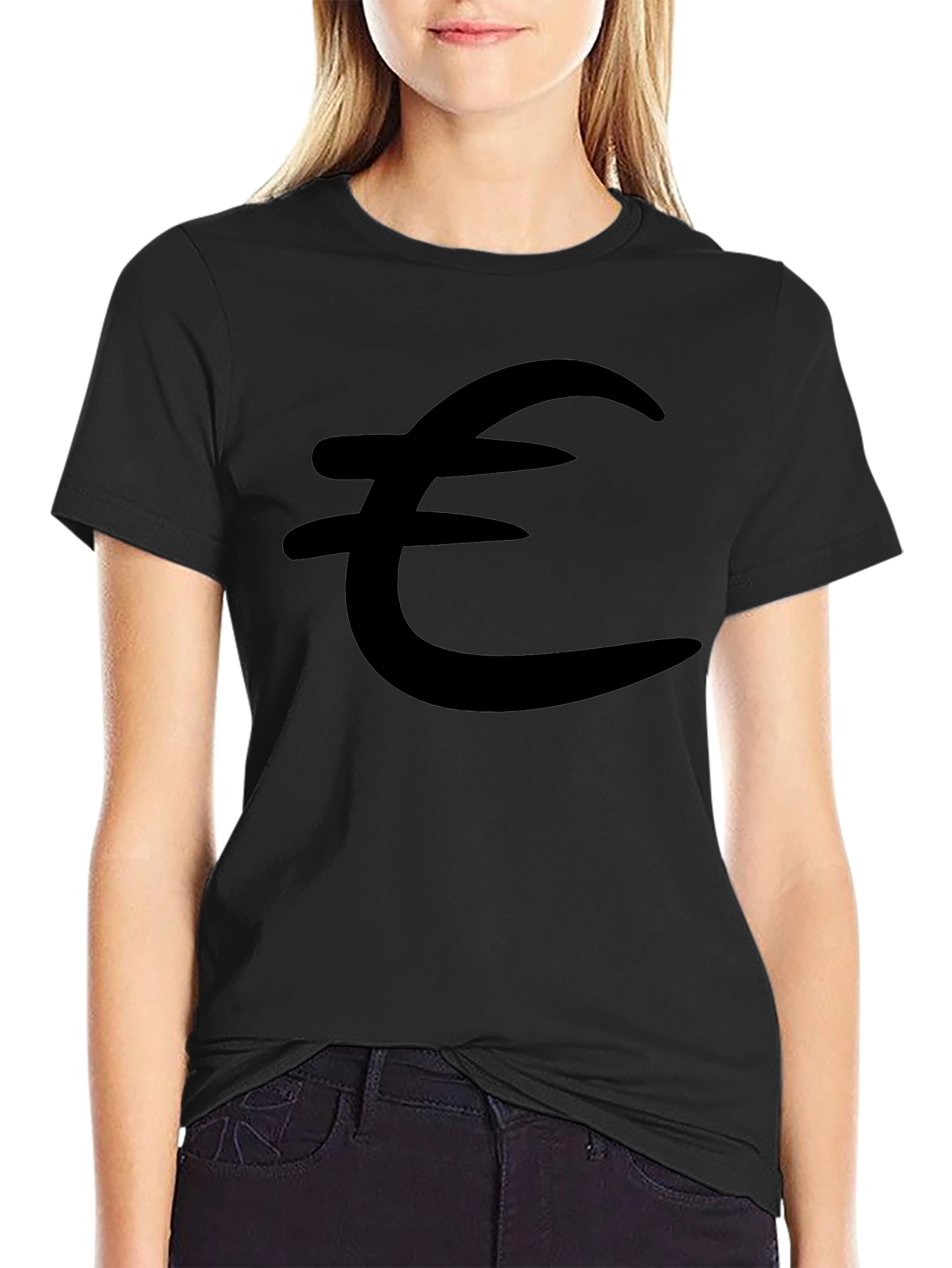 Euro Symbol Black T-Shirt - Stylish & Comfortable