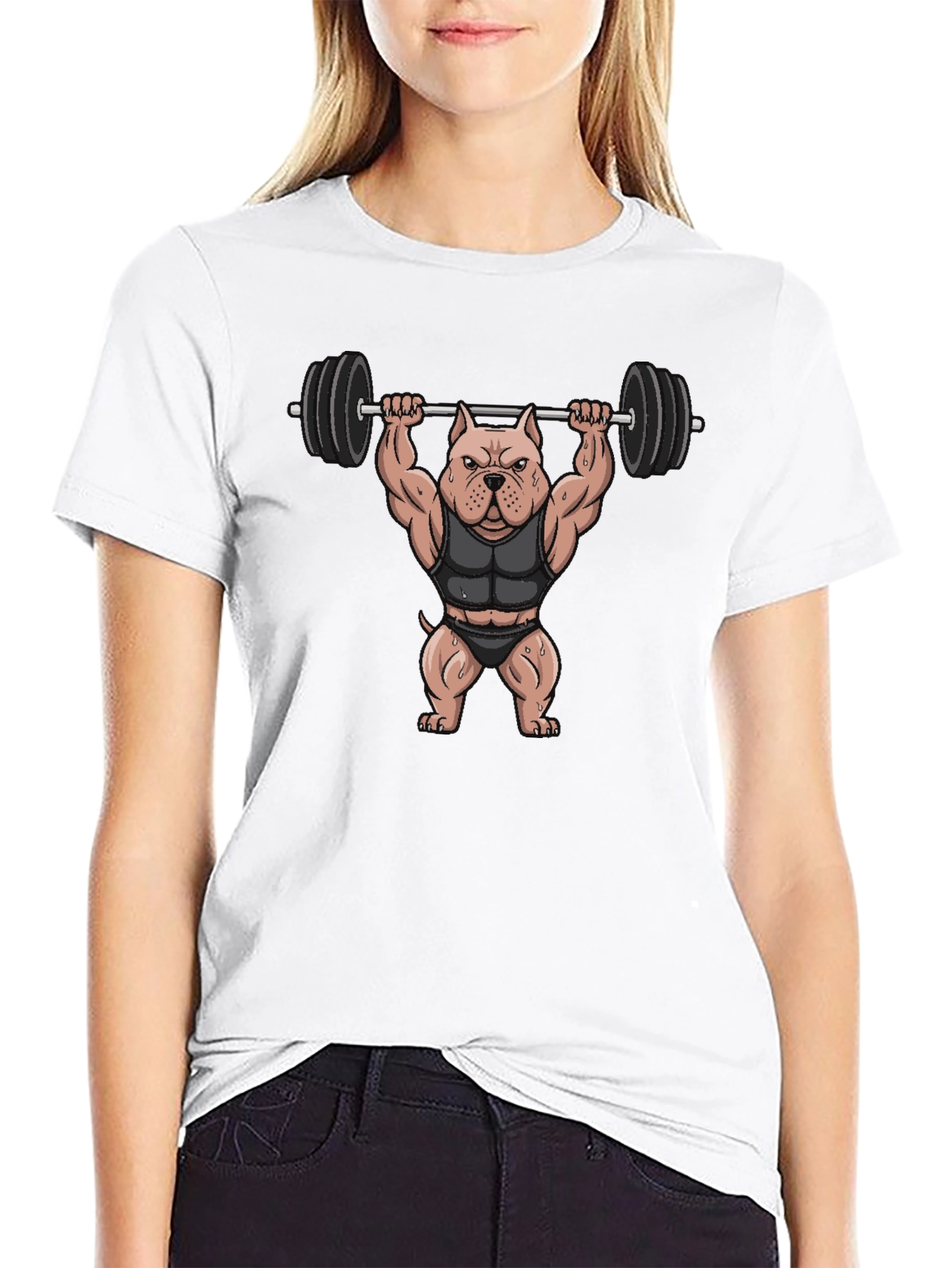 Weightlifting Dog Graphic T-Shirt