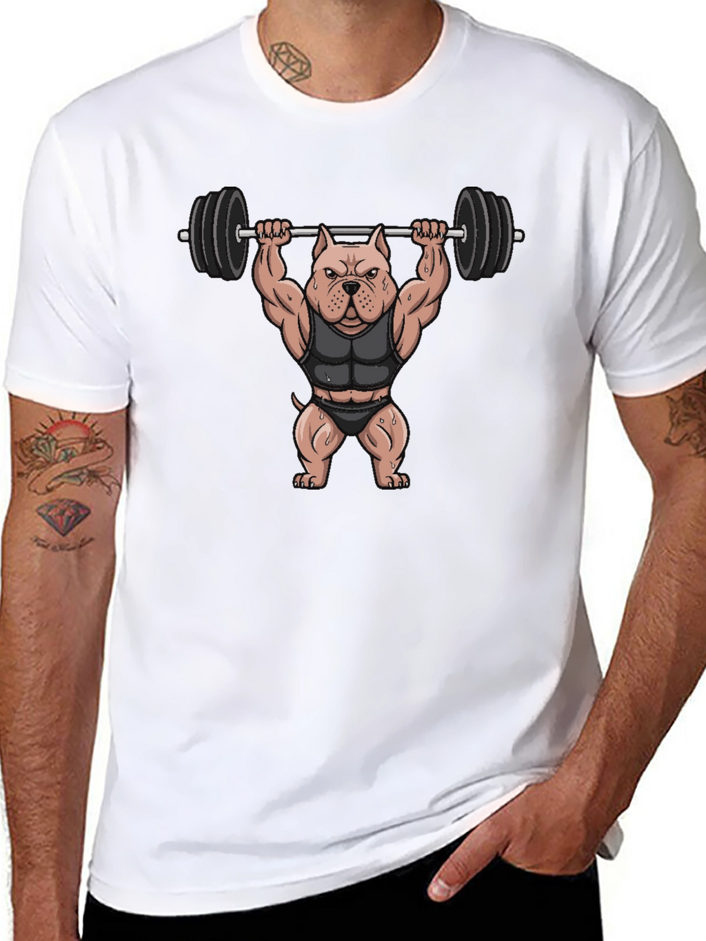 Weightlifting Dog Graphic T-Shirt