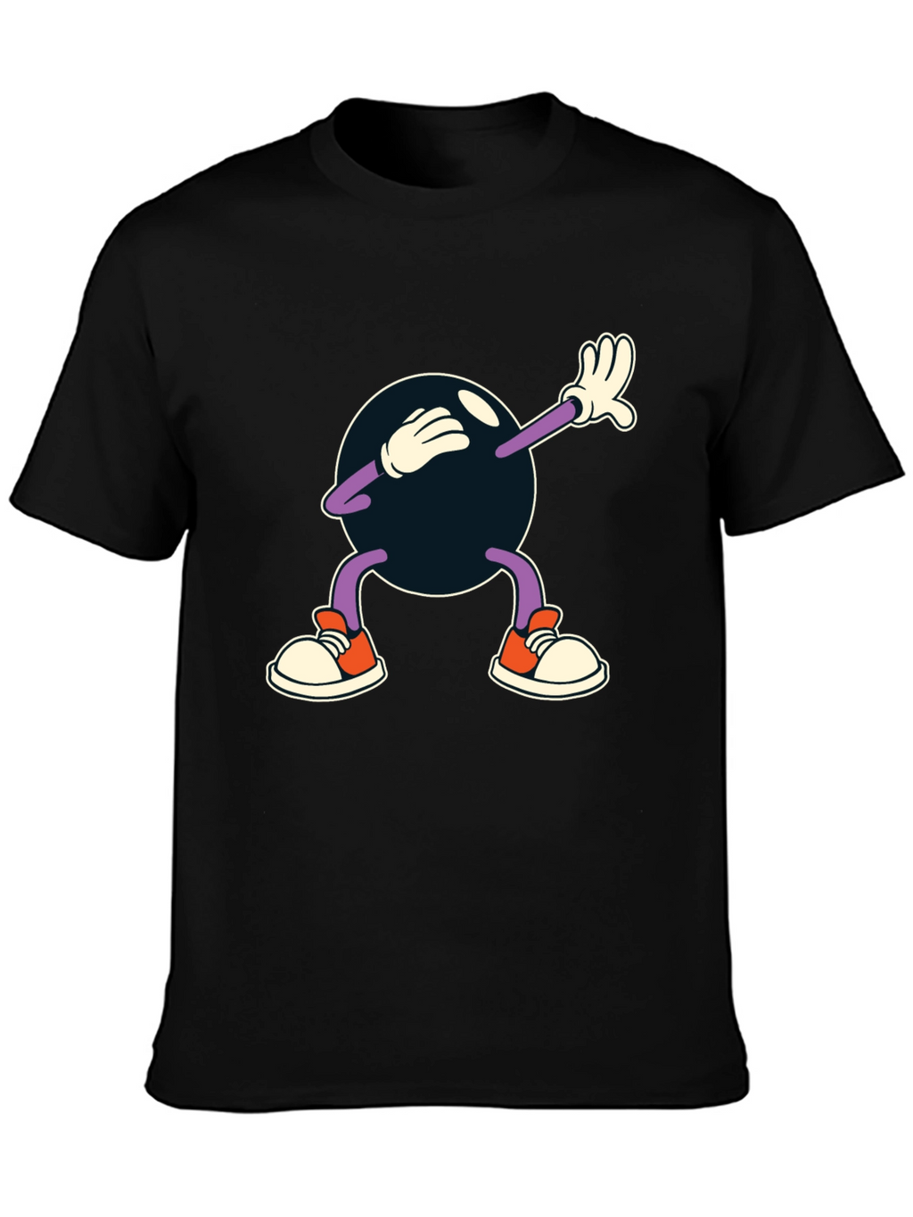 Dabbing Cartoon Ball Black T-Shirt