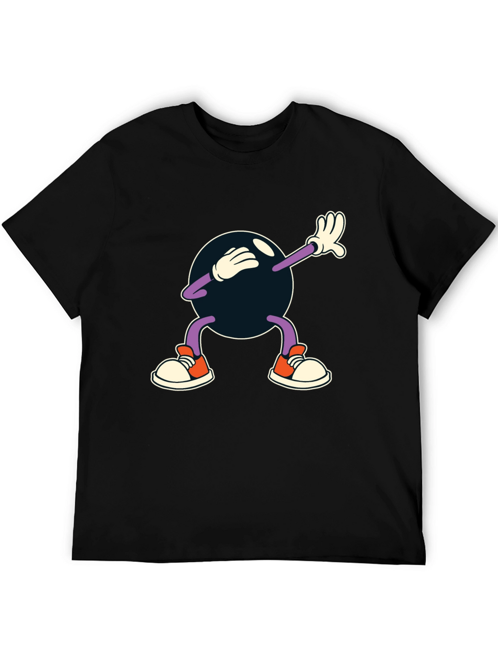 Dabbing Cartoon Ball Black T-Shirt