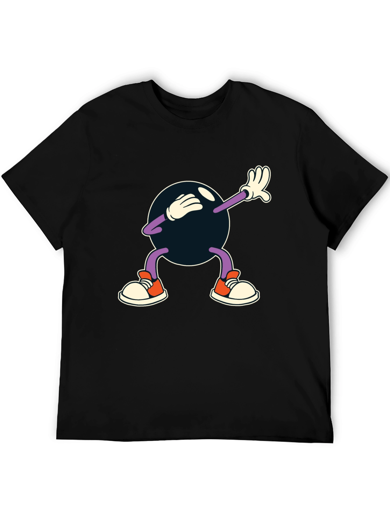 Dabbing Cartoon Ball Black T-Shirt
