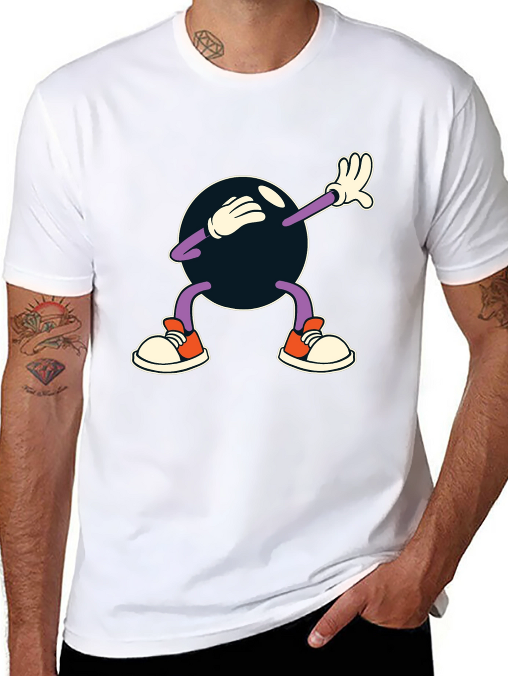 Dabbing Cartoon Ball Black T-Shirt