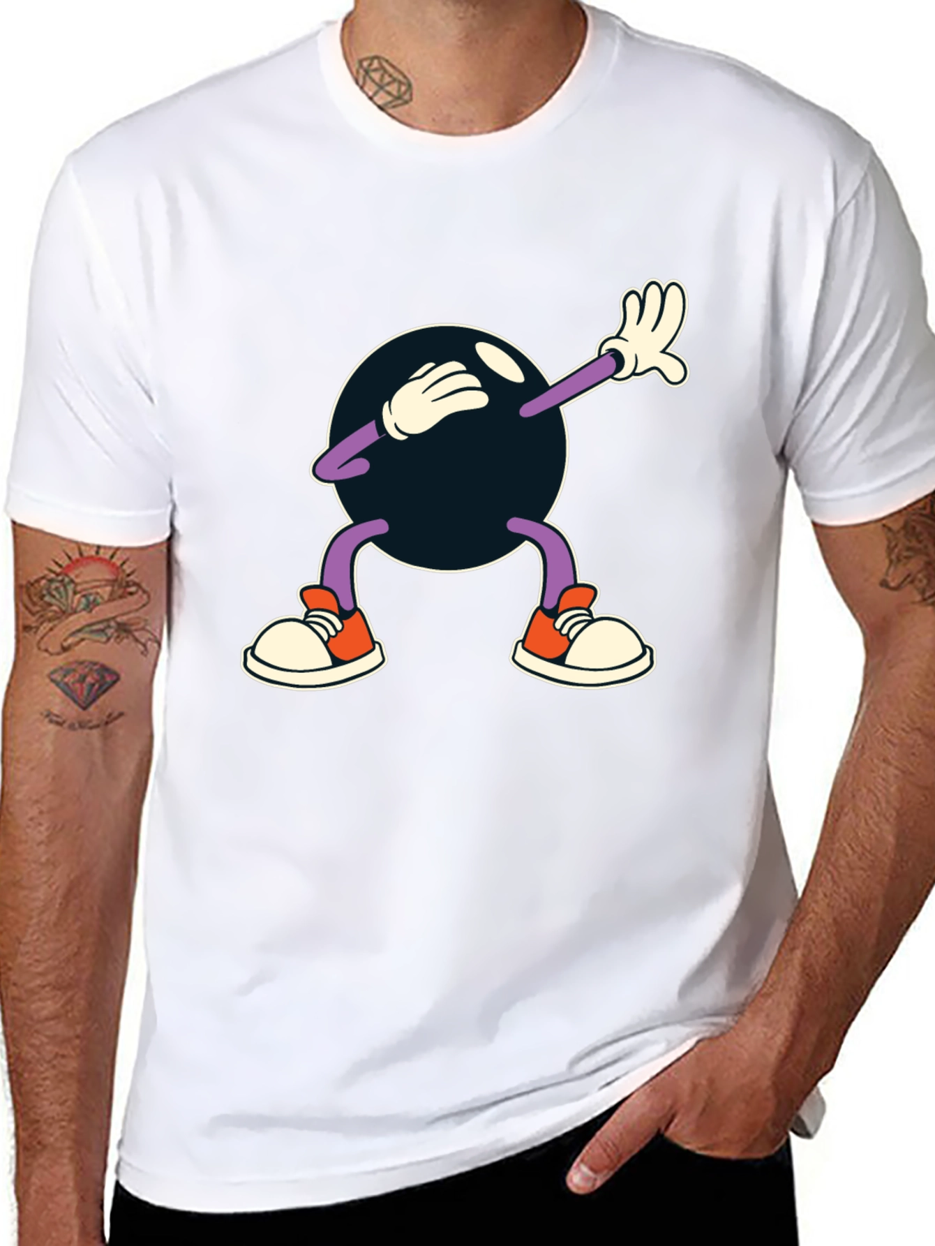 Dabbing Cartoon Ball Black T-Shirt