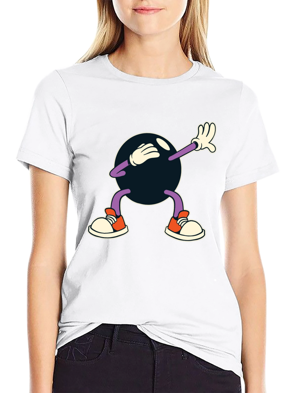 Dabbing Cartoon Ball Black T-Shirt