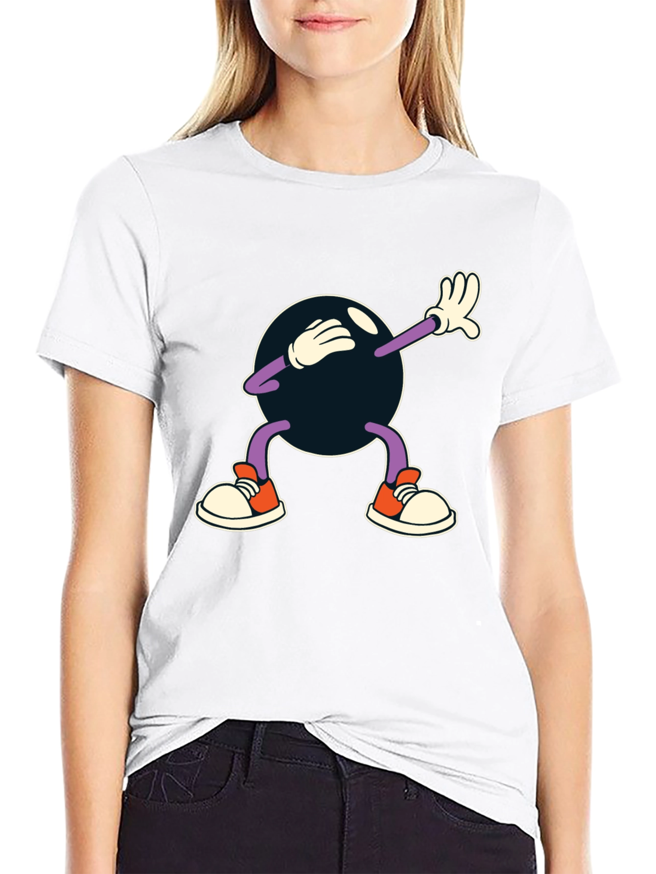 Dabbing Cartoon Ball Black T-Shirt