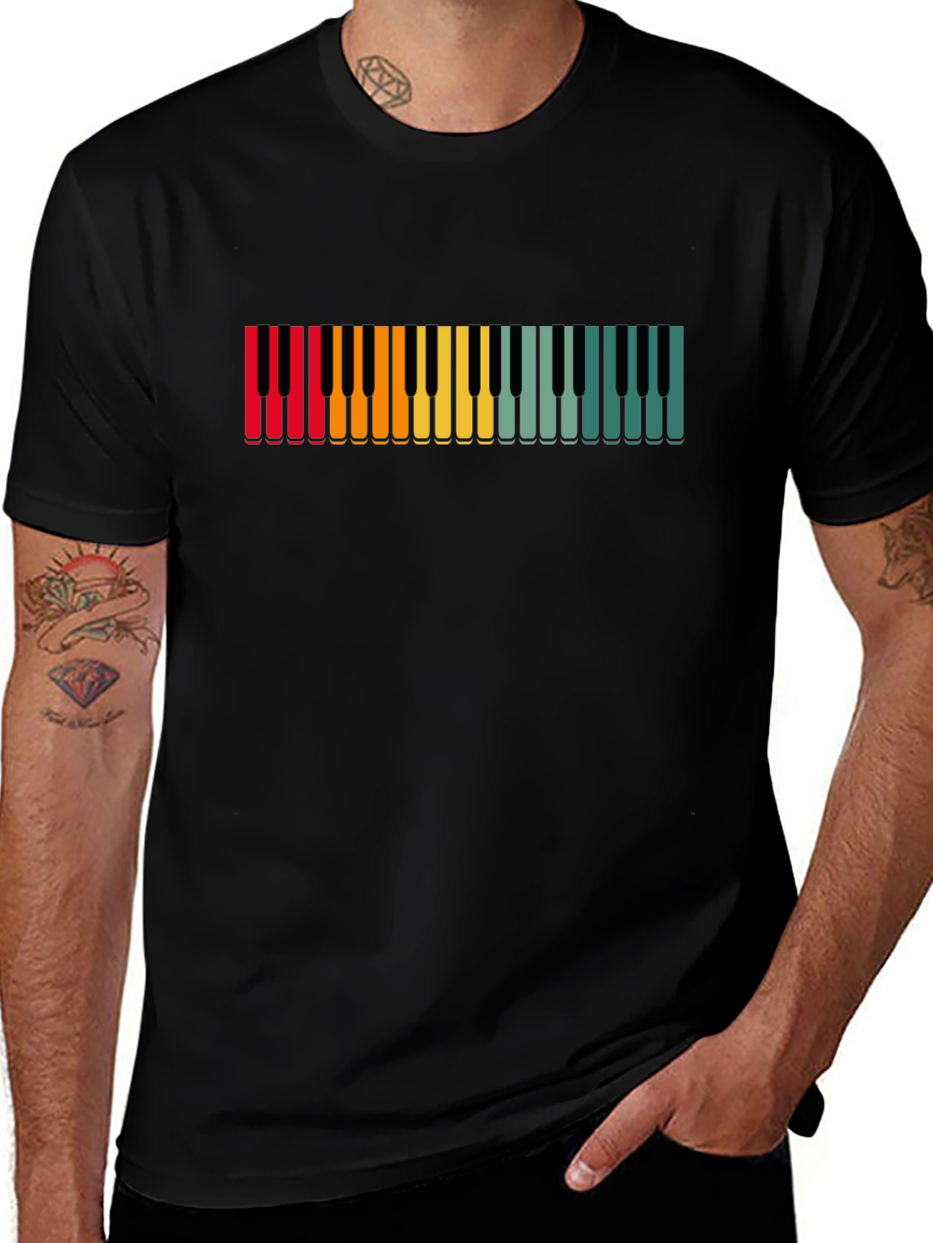 Retro Piano Keys T-Shirt - Colorful Music Lover Tee