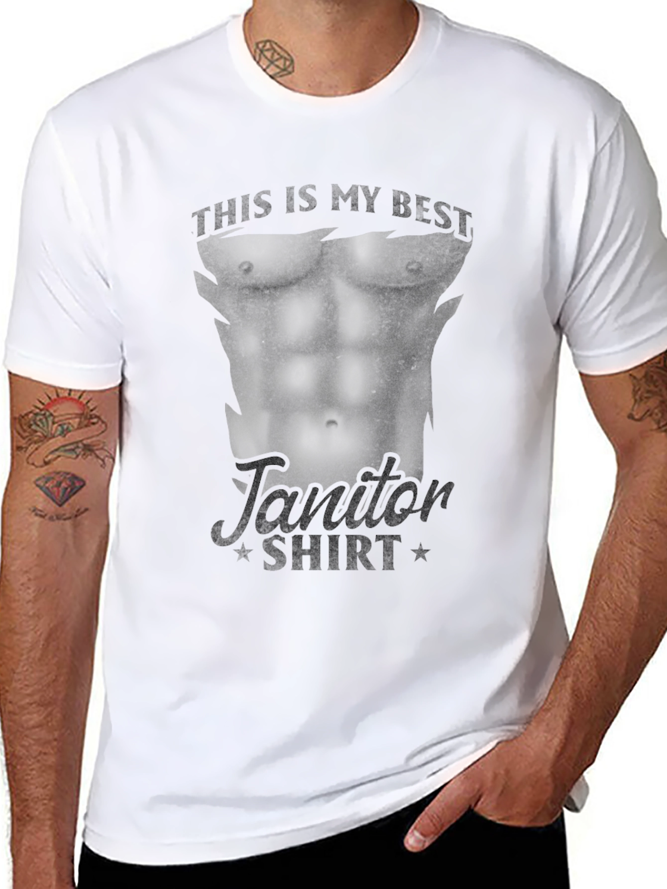 Funny Janitor Muscle Body T-Shirt