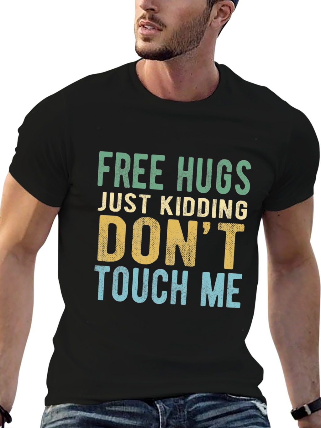 Funny Introvert Tee: Free Hugs Just Kidding!