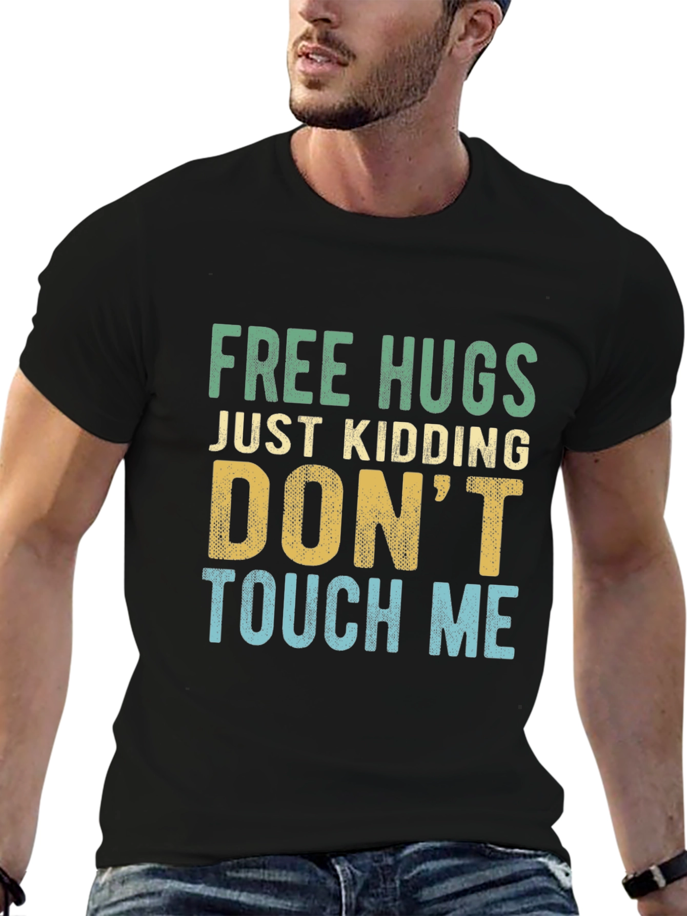 Funny Introvert Tee: Free Hugs Just Kidding!