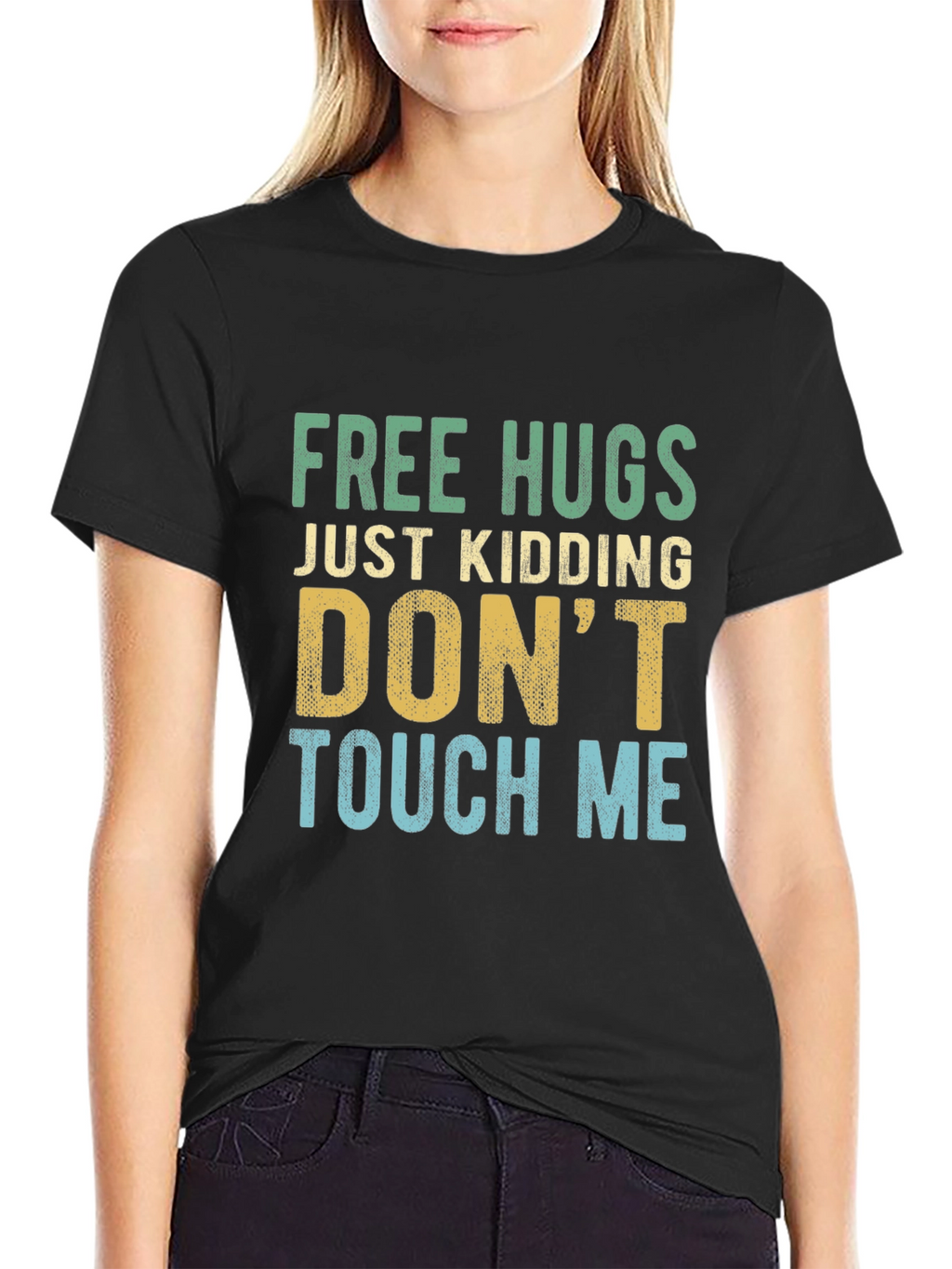 Funny Introvert Tee: Free Hugs Just Kidding!