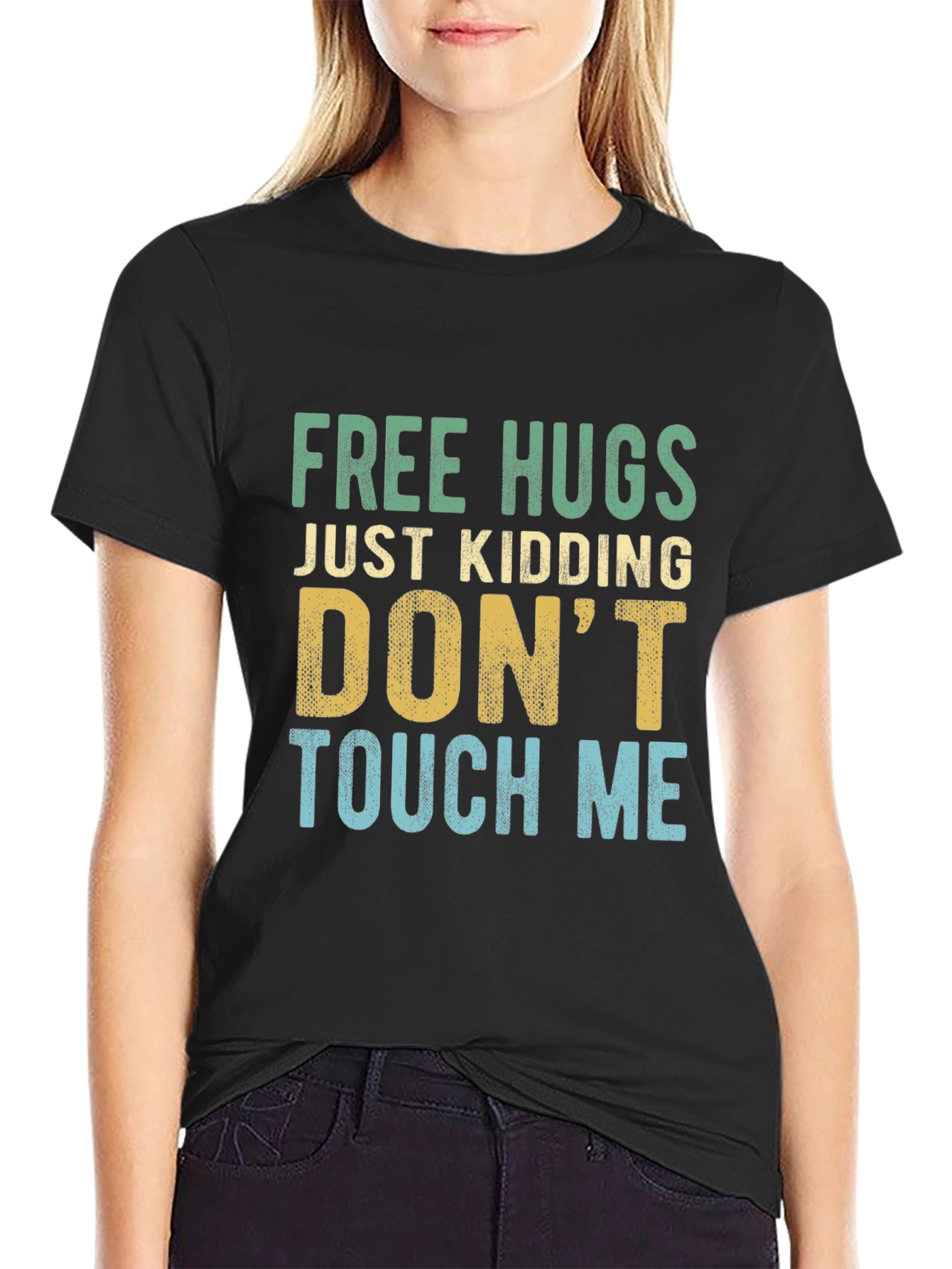 Funny Introvert Tee: Free Hugs Just Kidding!