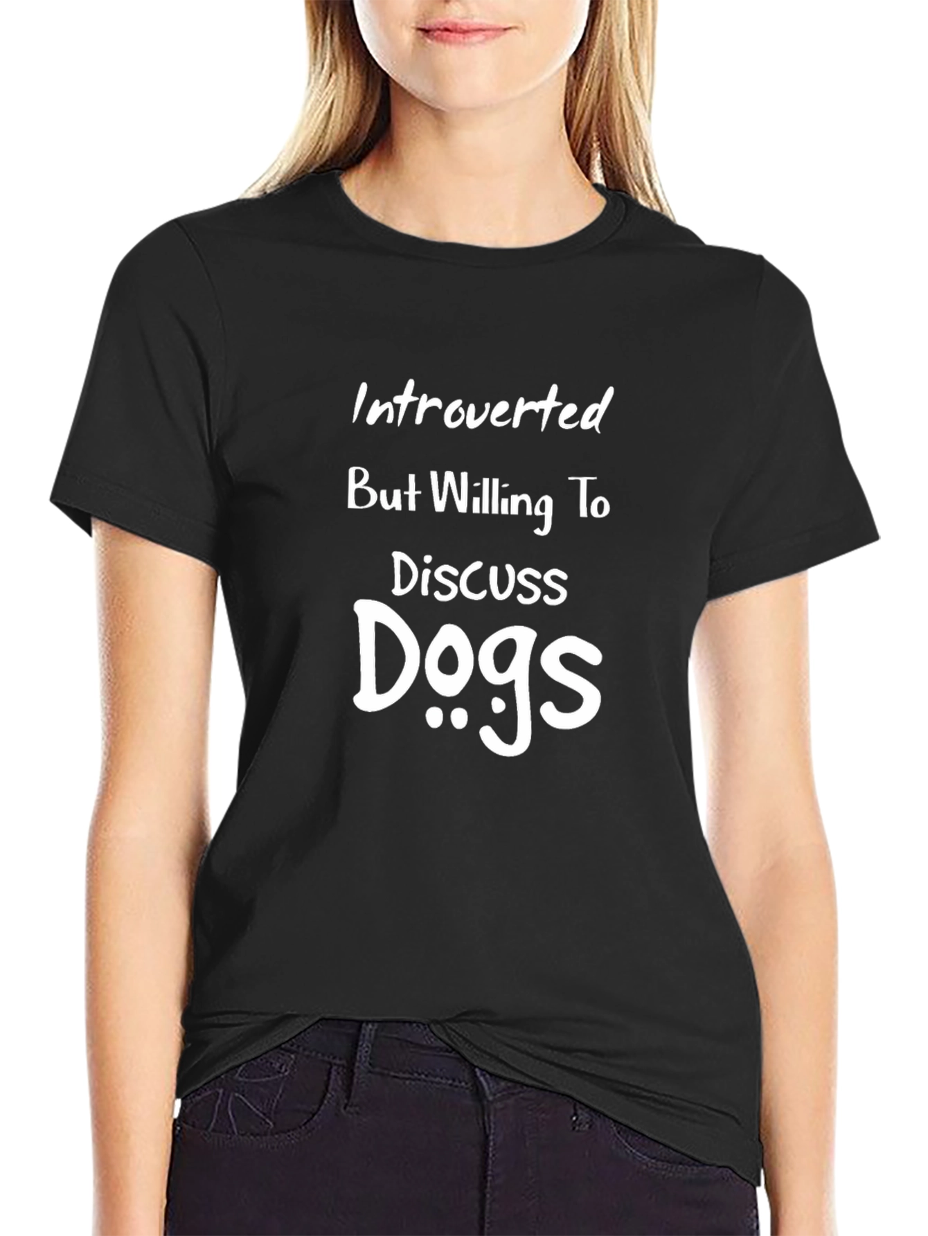 Introverted Dog Lover T-Shirt -  Black Cotton Tee