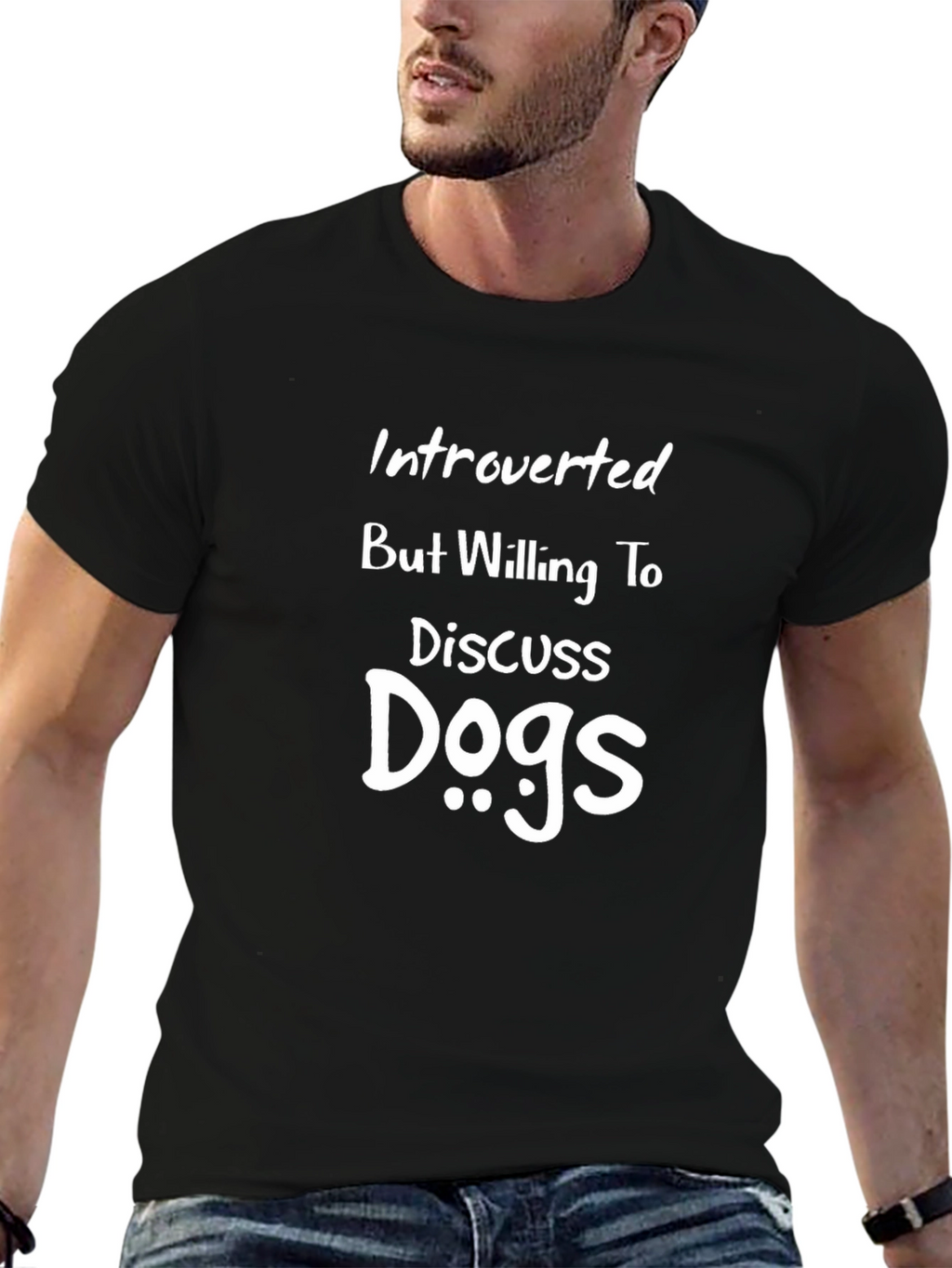 Introverted Dog Lover T-Shirt -  Black Cotton Tee