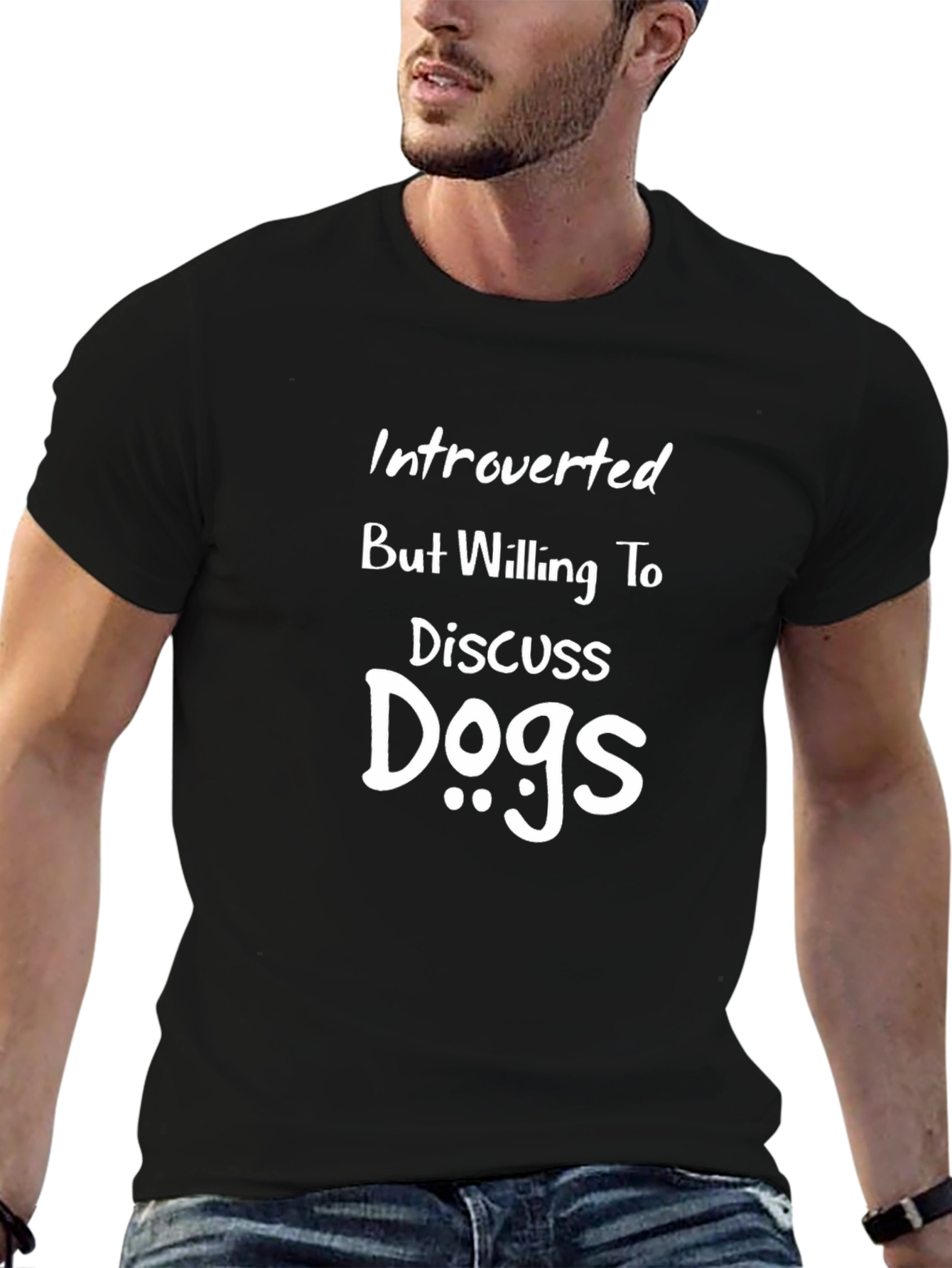 Introverted Dog Lover T-Shirt -  Black Cotton Tee