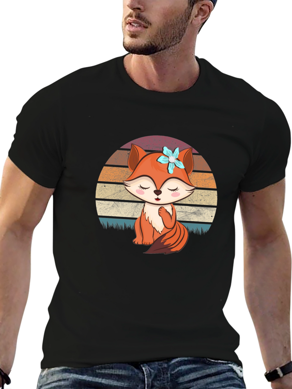 Cute Fox Graphic Tee - Unisex Black T-Shirt