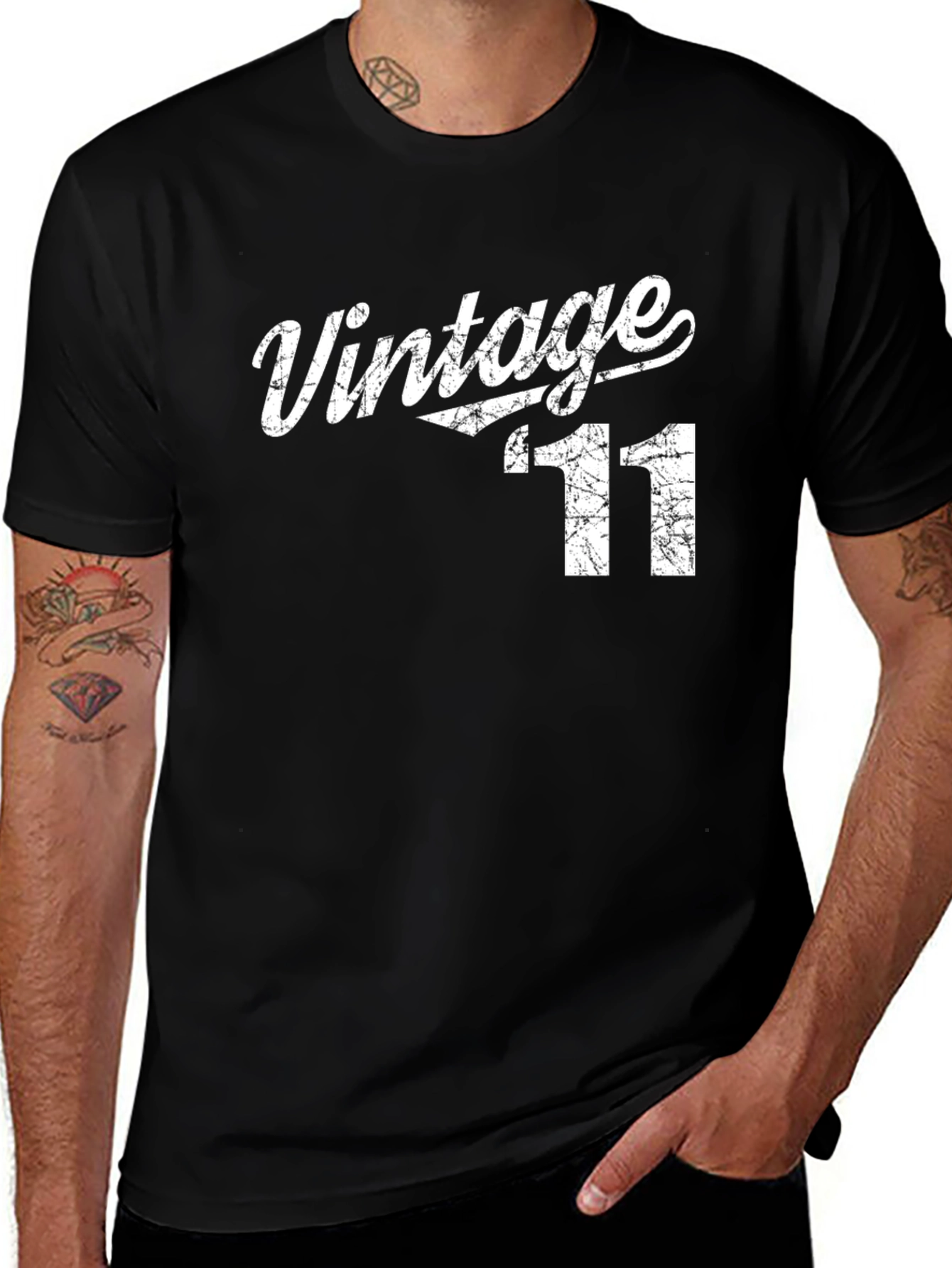 Vintage 11 Graphic Tee - Retro Style Mens T-Shirt