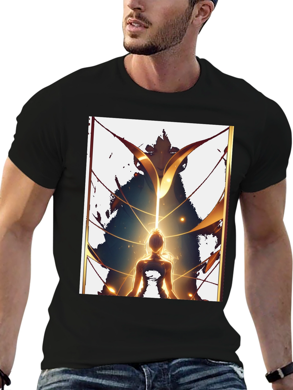 Meditative Figure Graphic Tee - Black