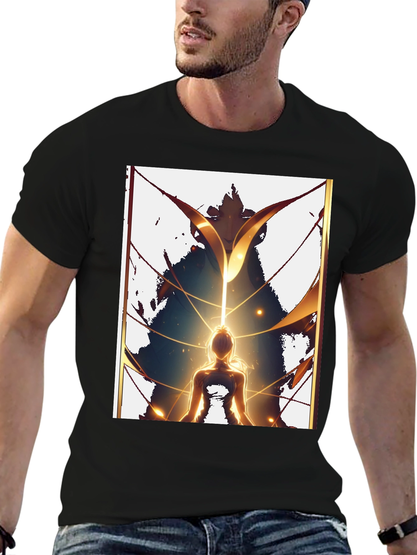Meditative Figure Graphic Tee - Black