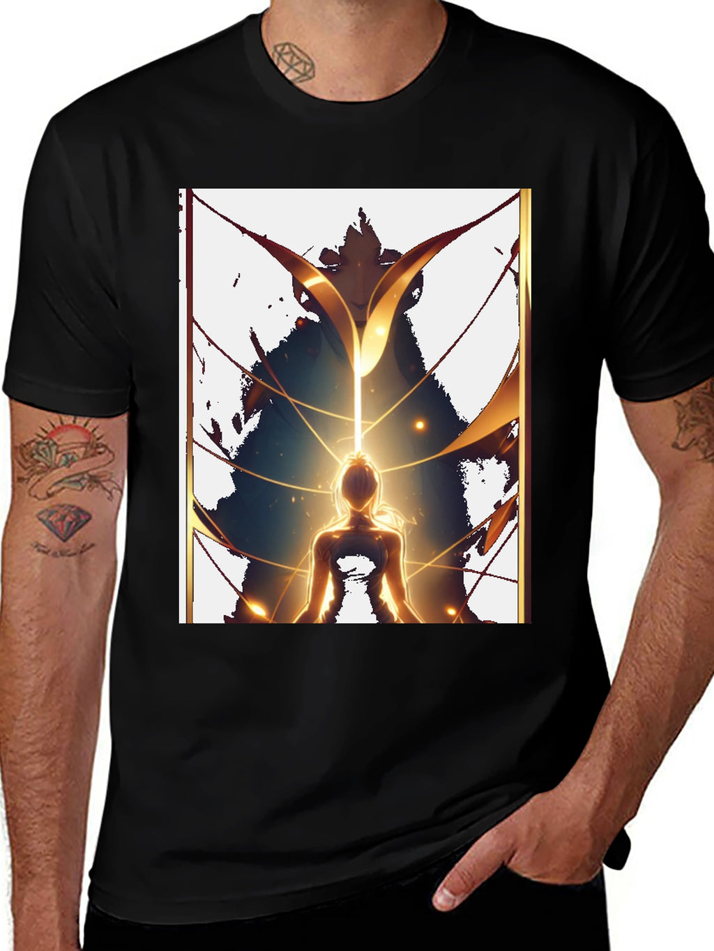 Meditative Figure Graphic Tee - Black