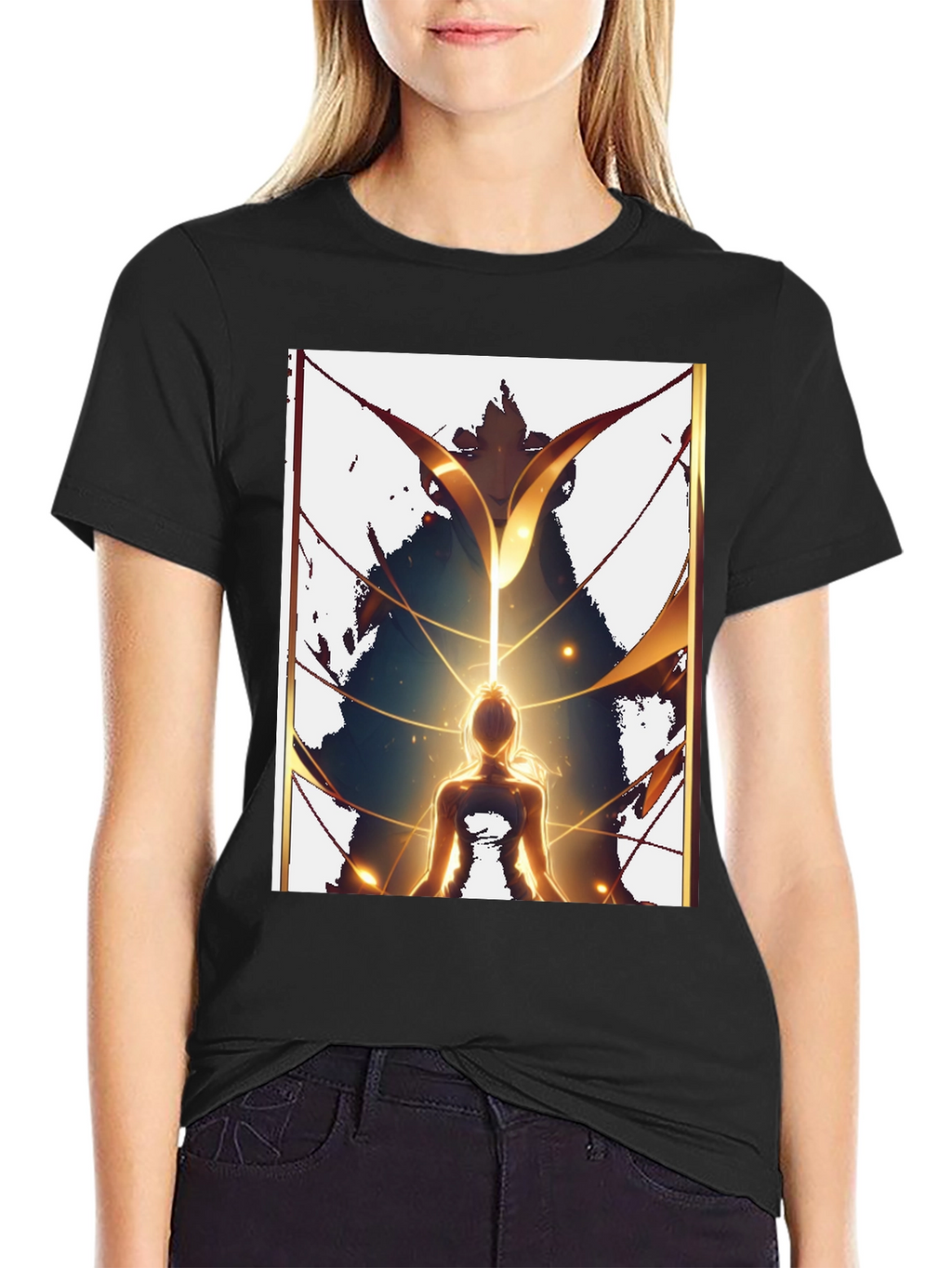 Meditative Figure Graphic Tee - Black