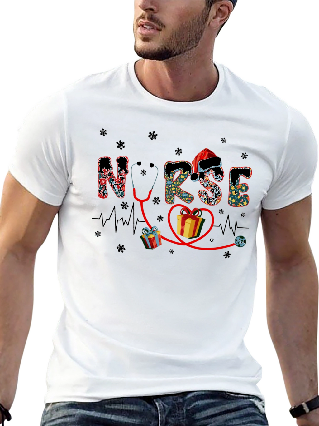 Festive Nurse Holiday Graphic Tee