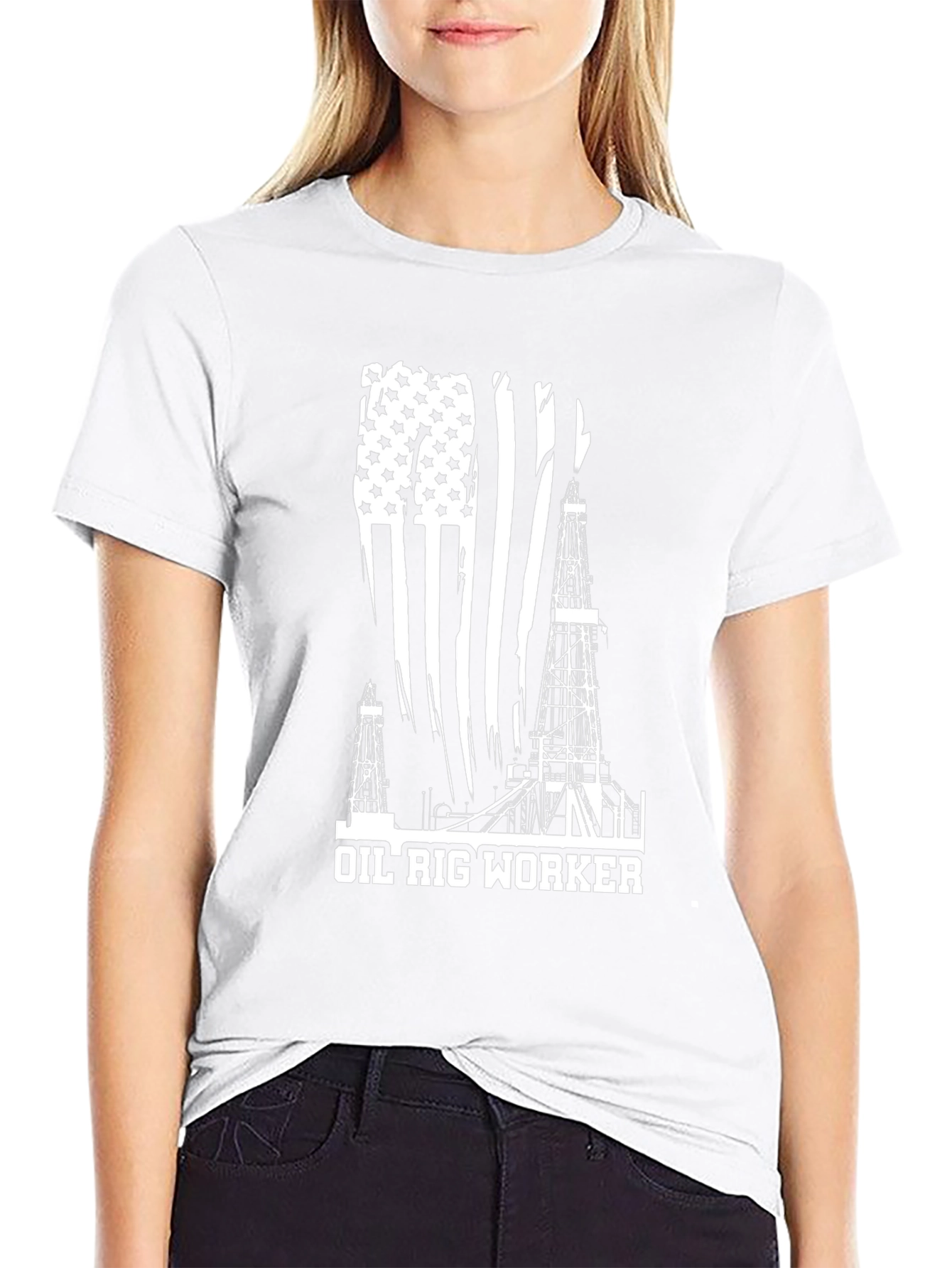 Oil Rig Worker American Flag T-Shirt