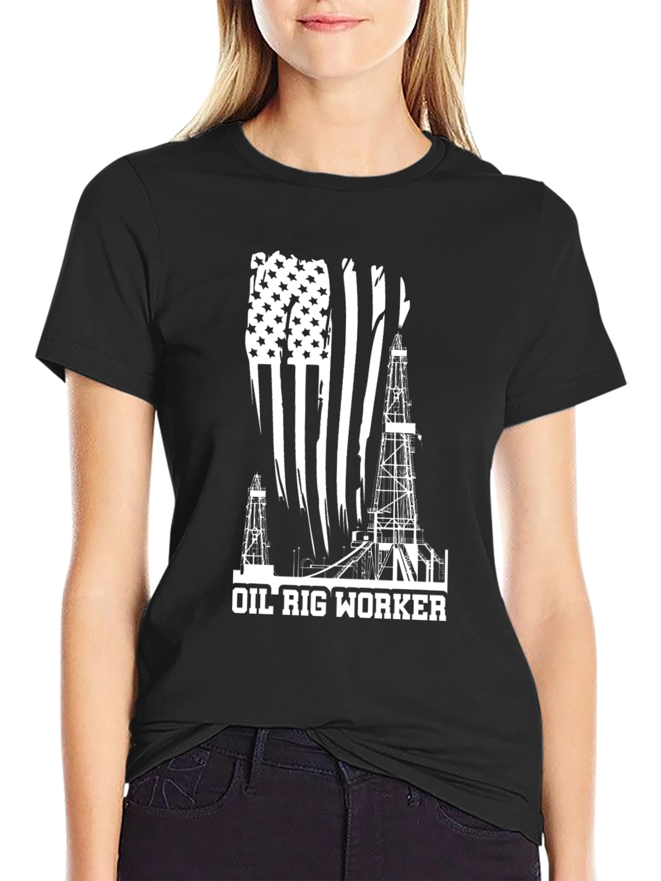 Oil Rig Worker American Flag T-Shirt